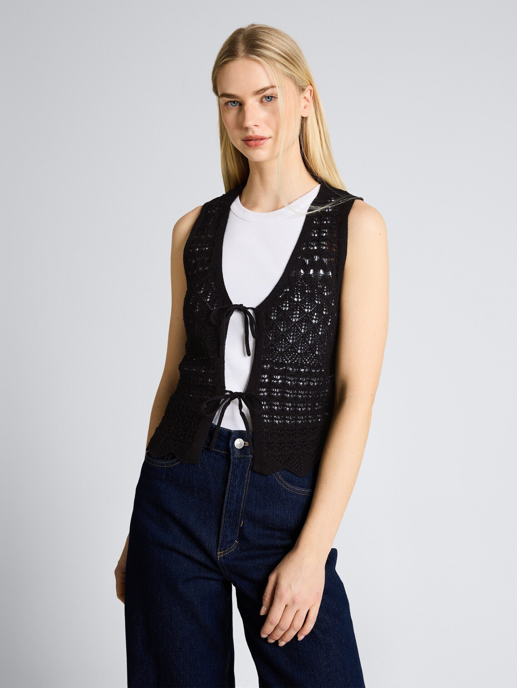 TOM TAILOR Denim Cardigan Pullover & Strickjacken Strickwesten mit Lochmuster