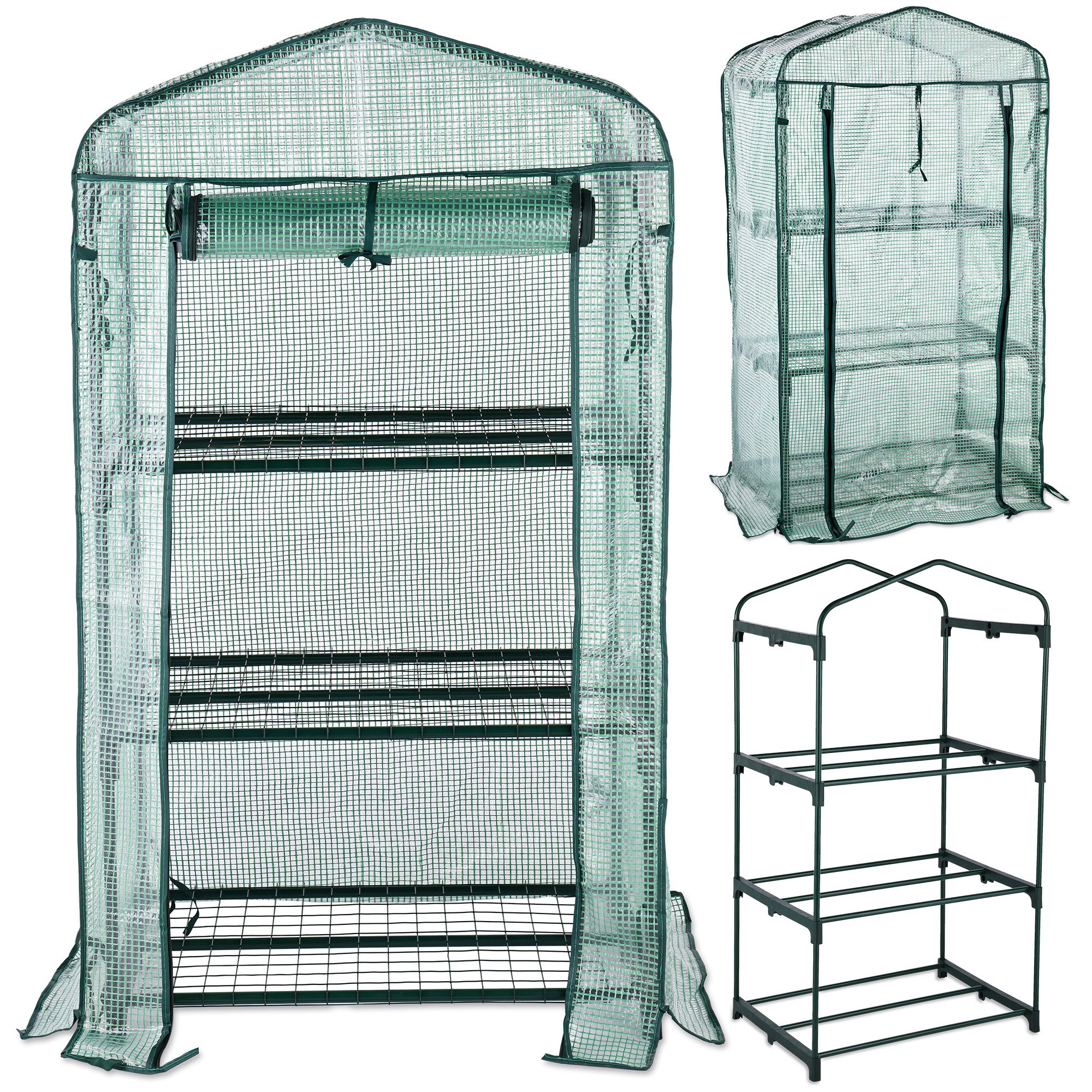 TOM Foliengewächshaus 140g/m² Gitterschutzfolie, BxTxH: 69 x 49 x 126 cm, 0,4 mm Wandstärke, 0,4mm Stahl