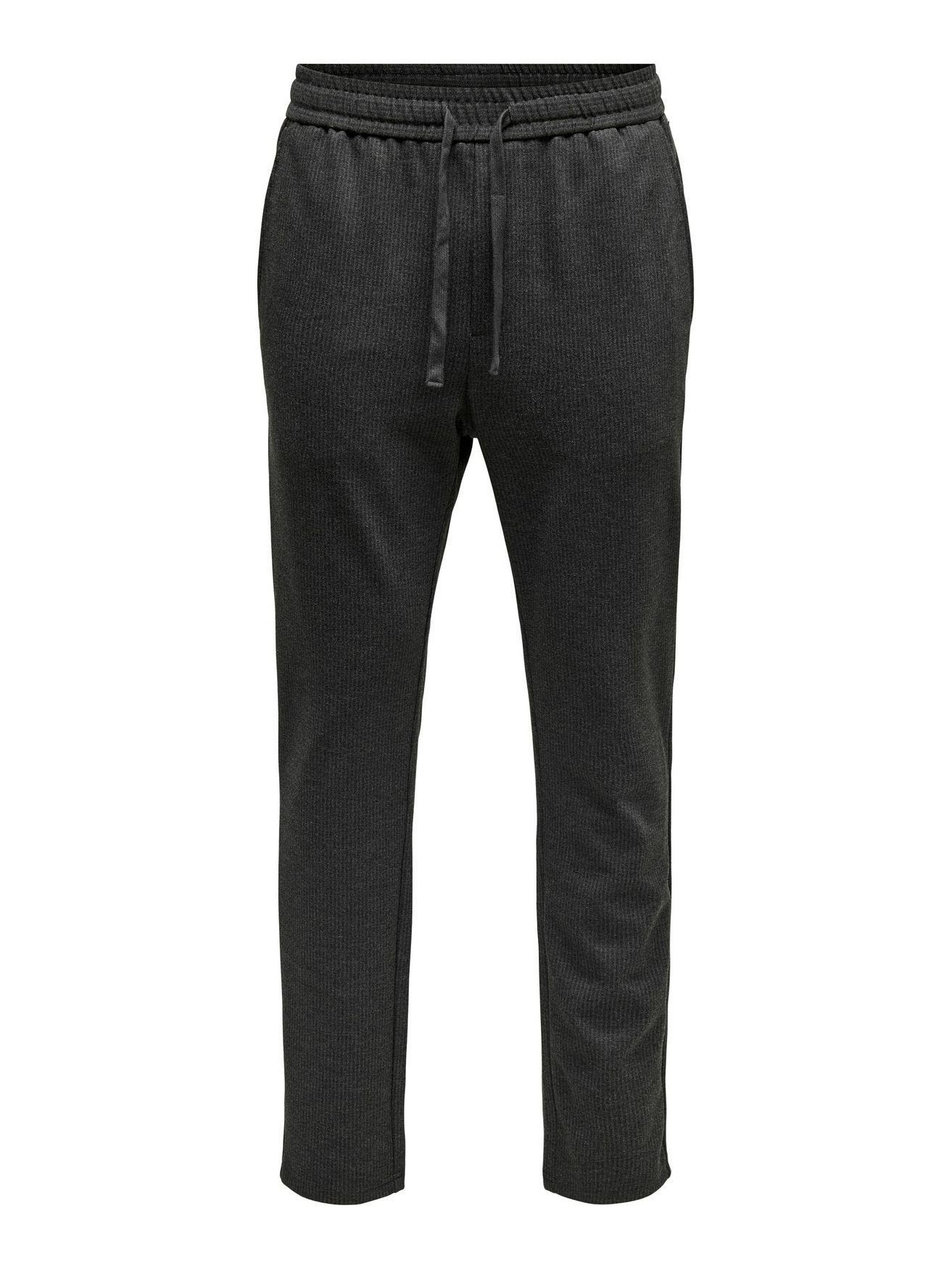 ONLY & SONS 4294 Ripped ONSLINUS Stoffhose Sommer Pants Freizeit Schwarz Stoffhose Relaxed in Bequeme