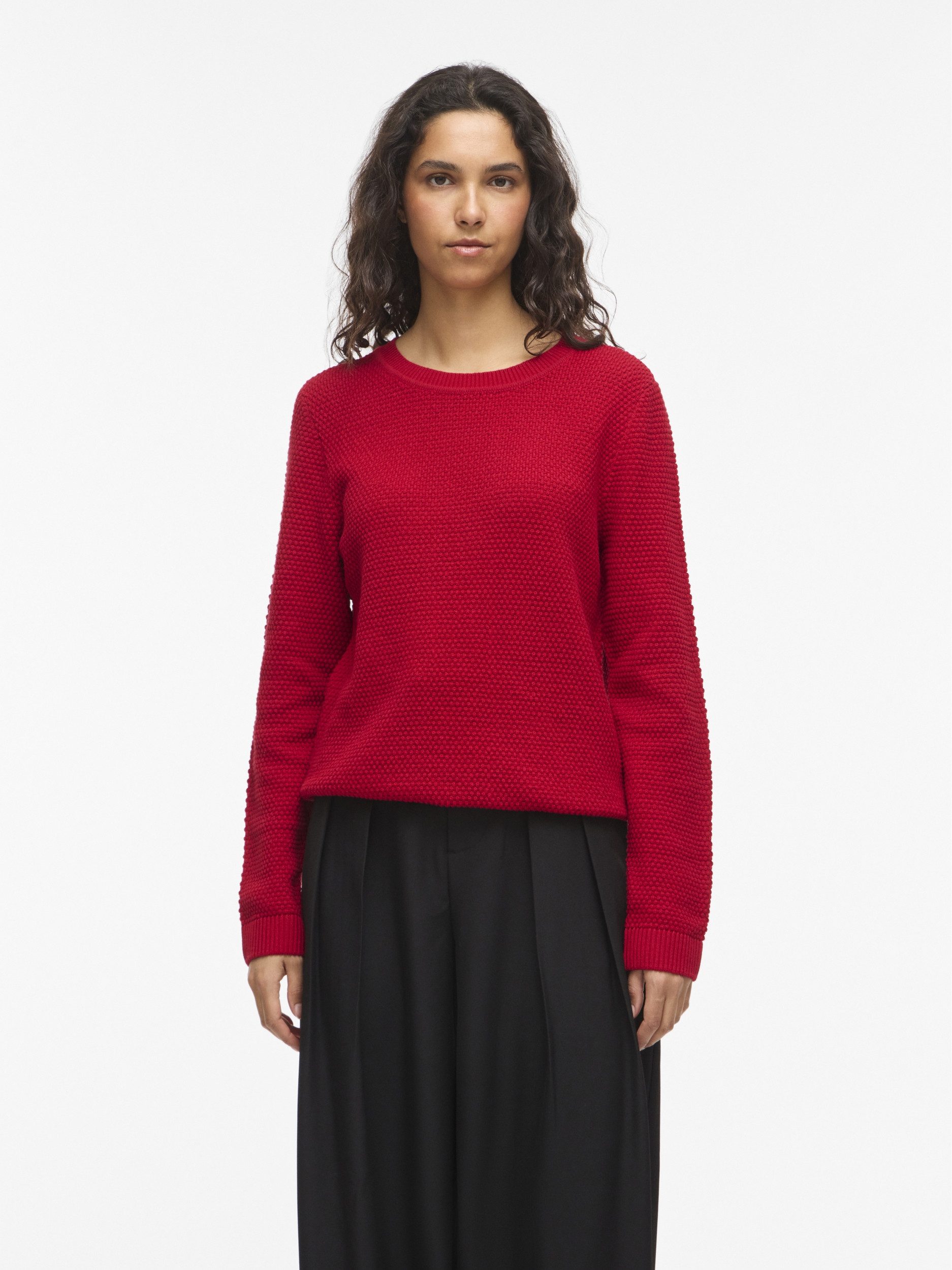 Vila Longpullover VIDALO O-NECK L/S KNIT TOP- NOOS 307125 Savvy Red – Bild 3 von 5
