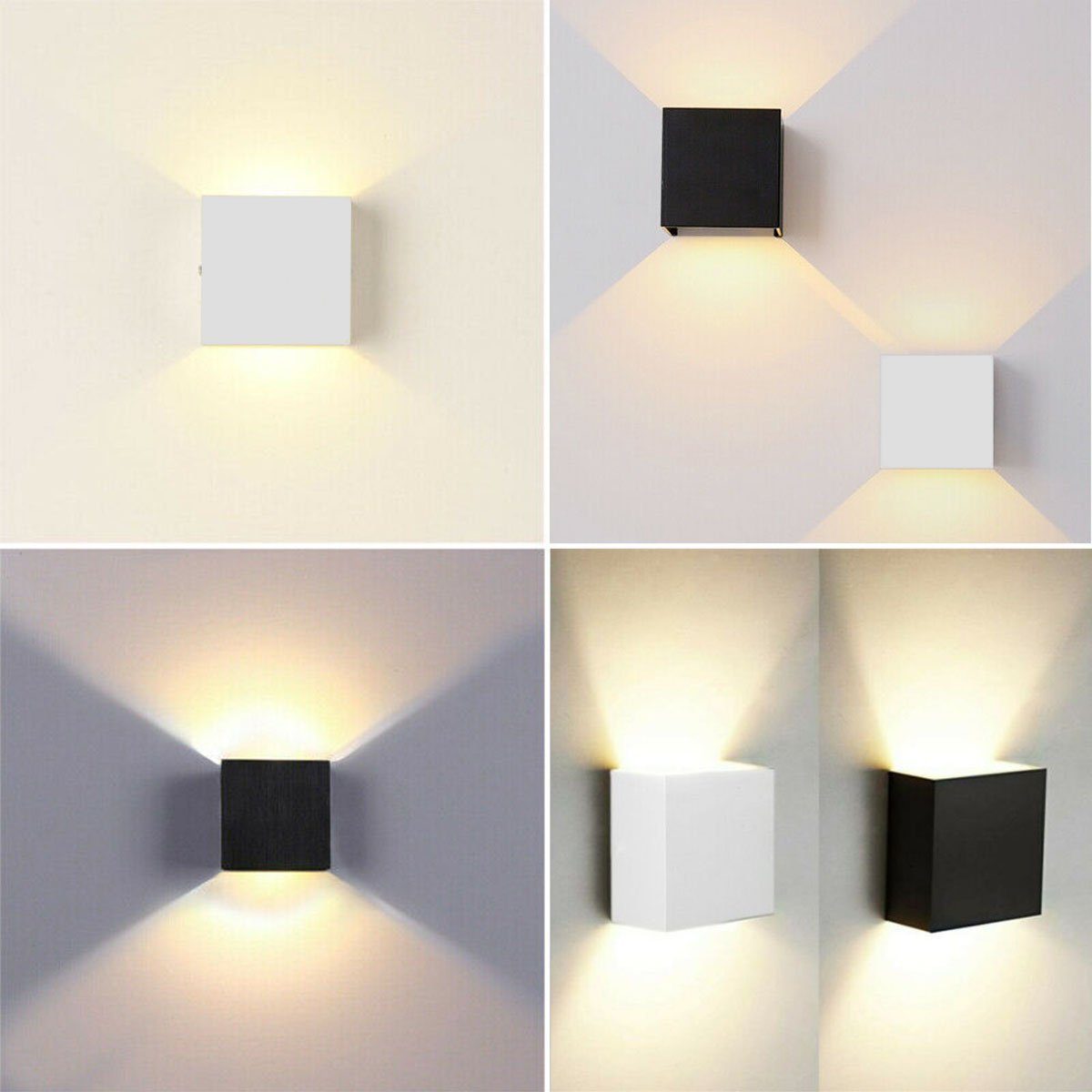 oyajia Wandleuchte LED Wohnzimmer Balkon Warmweiß, Lampe für integriert, Down Wandlampe Treppen Licht Strahler Square Up Modern Schwarz Leuchten, Wand LED 6W Lampe, Cube 7W Flur /7W Schlafzimmer fest