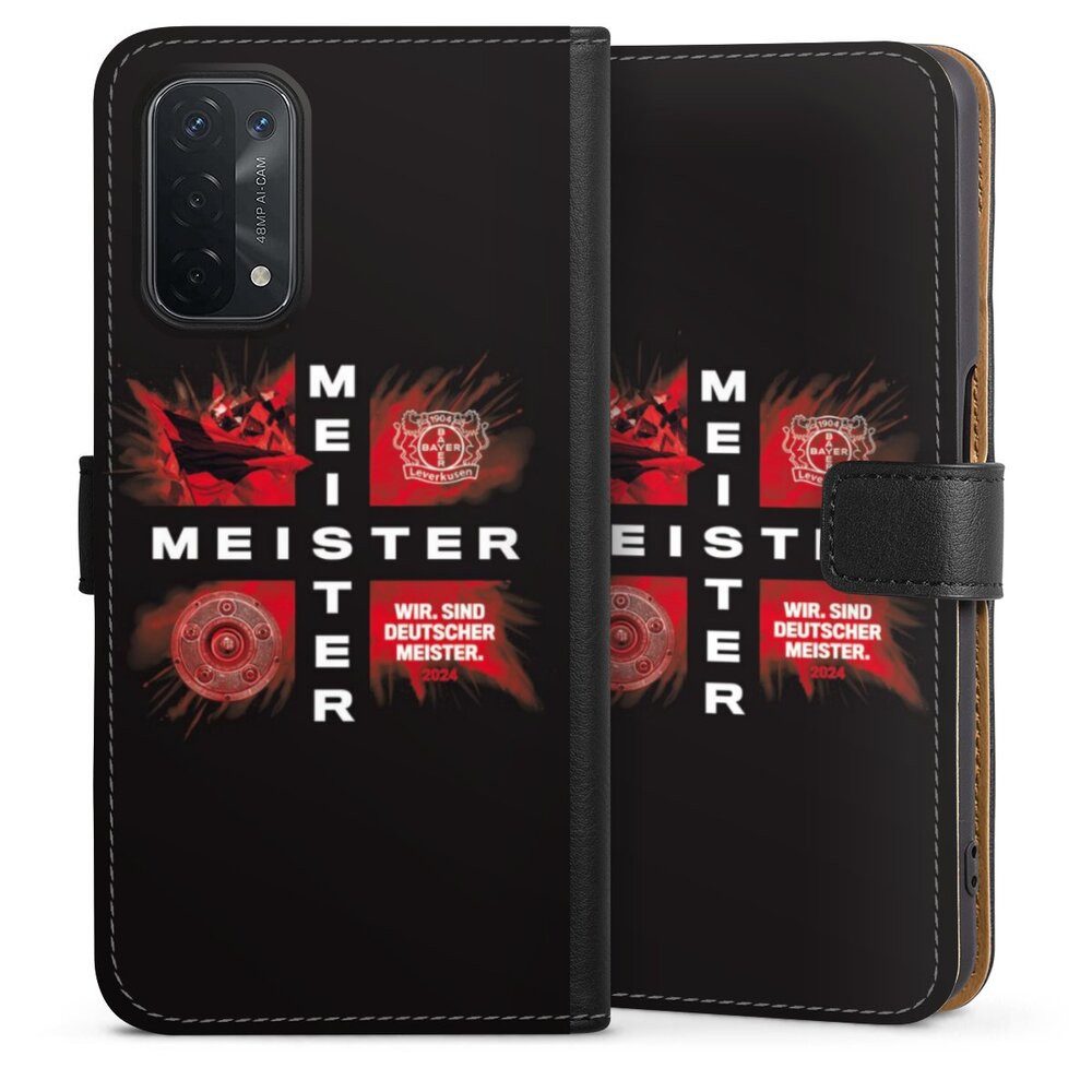 DeinDesign Handyhülle Bayer 04 Leverkusen Meister Offizielles Lizenzprodukt, Oppo A54 5G Hülle Handy Flip Case Wallet Cover Handytasche Leder