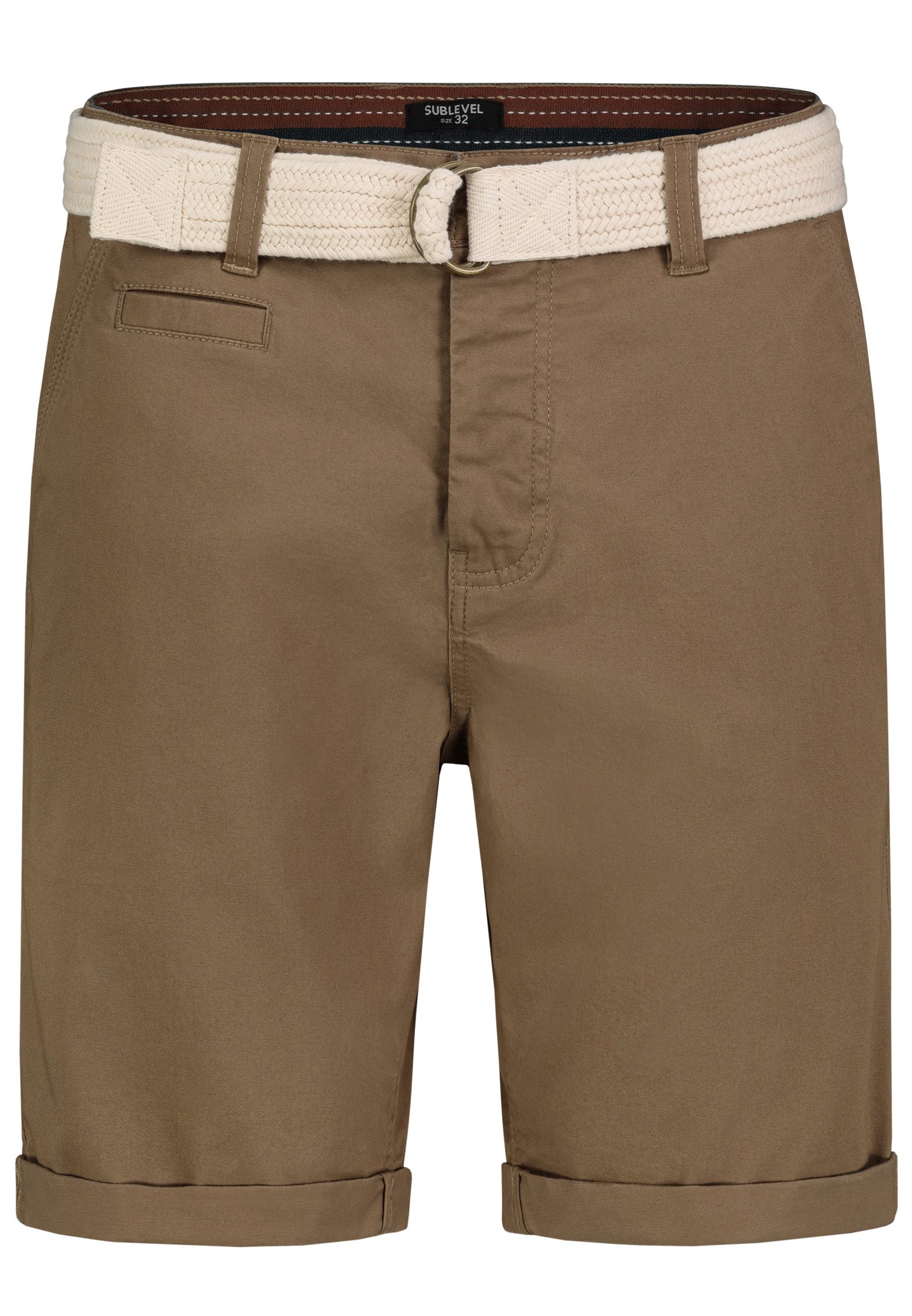SUBLEVEL Bermudas Herren Chino-Shorts mit Gürtel Stretch-Twill Bermudashorts