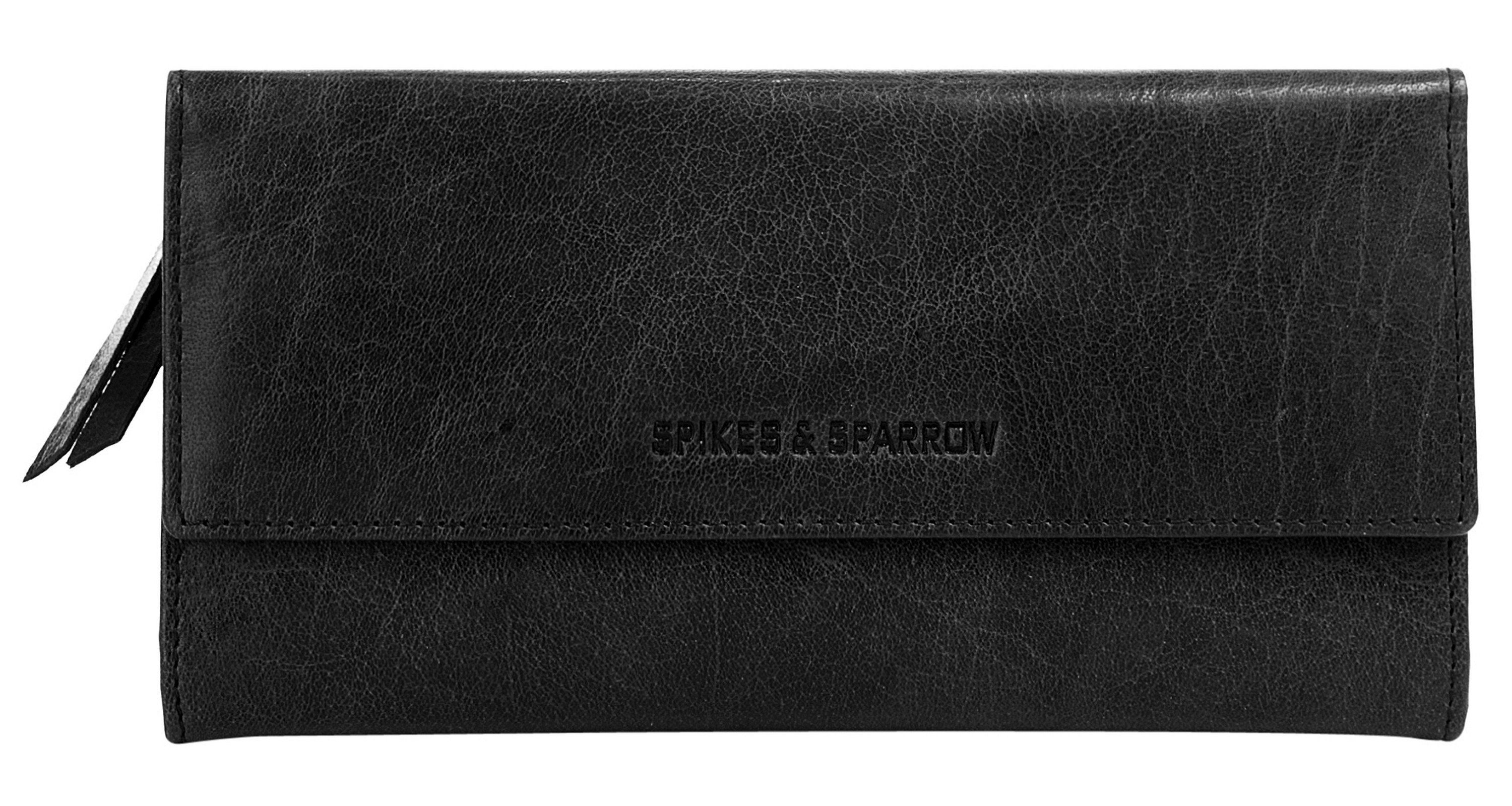 Spikes & Sparrow Geldbörse, echt Leder schwarz