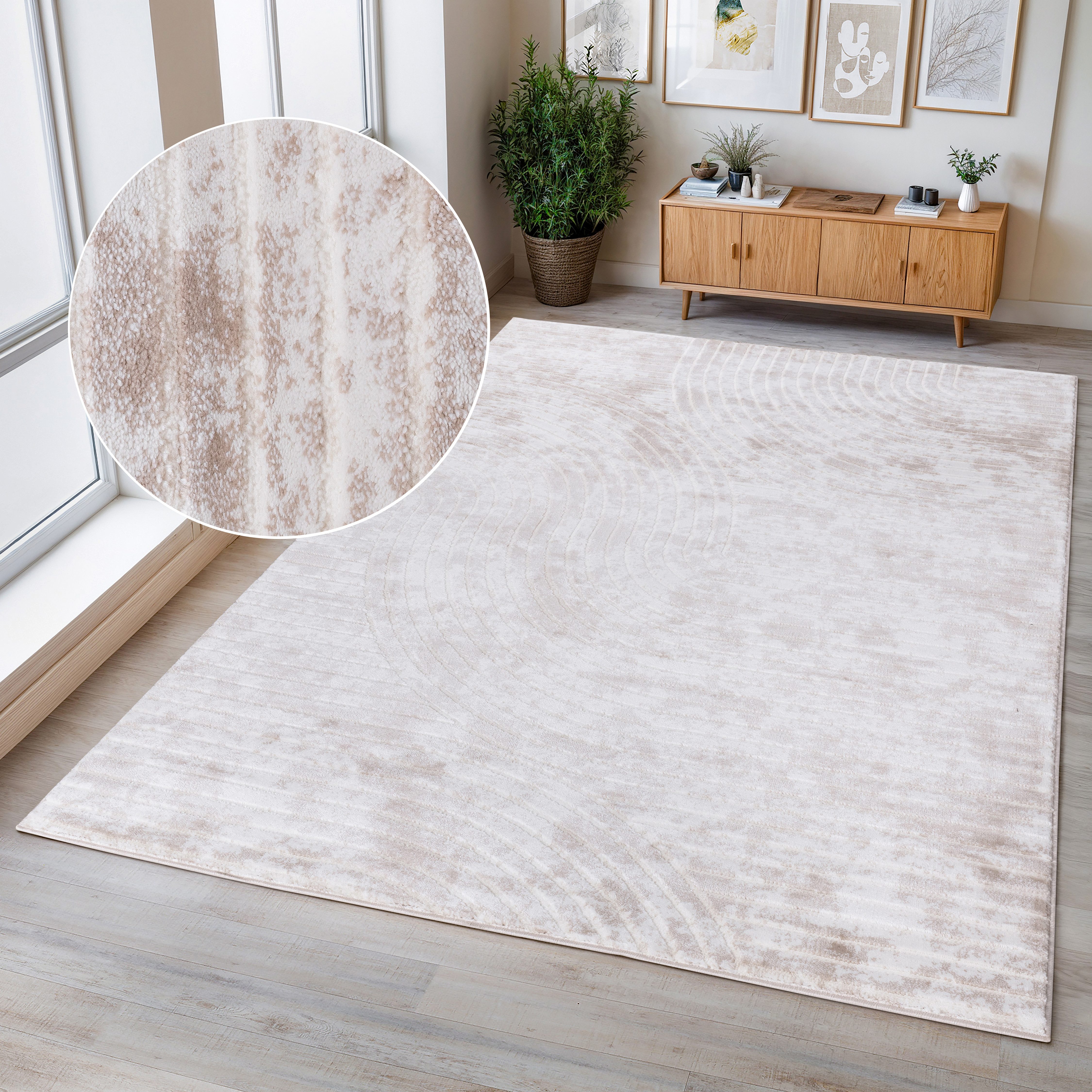 OTTO home Teppich Luvu, mit Hoch-Tief-Struktur, rechteckig, Höhe: 12 mm, Modernes Design, Boho-Charme, dezenter Glanz, Wohnzimmer, Schlafzimmer