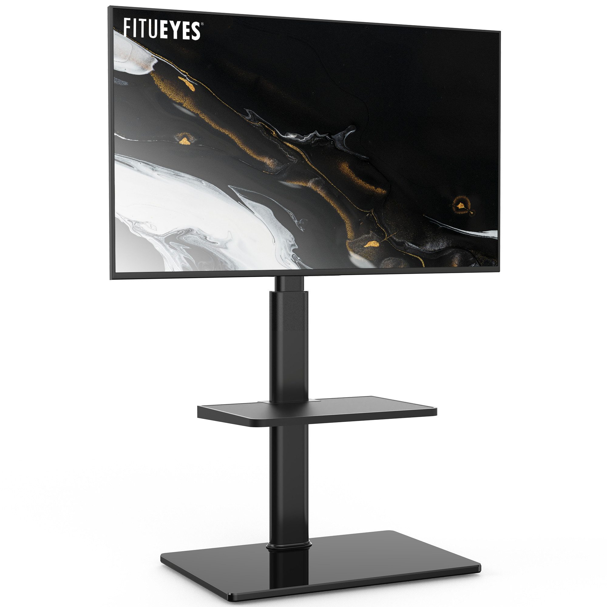 FITUEYES TV-Ständer mit höhenverstellbarer Ablage, 32-60 Zoll, (bis 60,00 Zoll, höhenverstellbar, ±35° schwenkbar, rutschfeste Füße)
