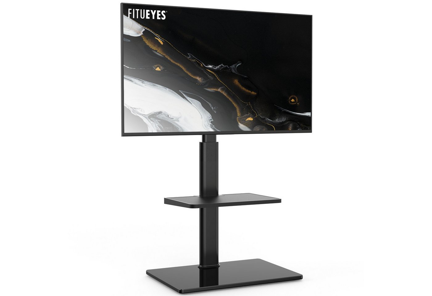 FITUEYES TV-Ständer mit höhenverstellbarer Ablage, 32-60 Zoll, (bis 60,00 Zoll, höhenverstellbar, ±35° schwenkbar, rutschfeste Füße)
