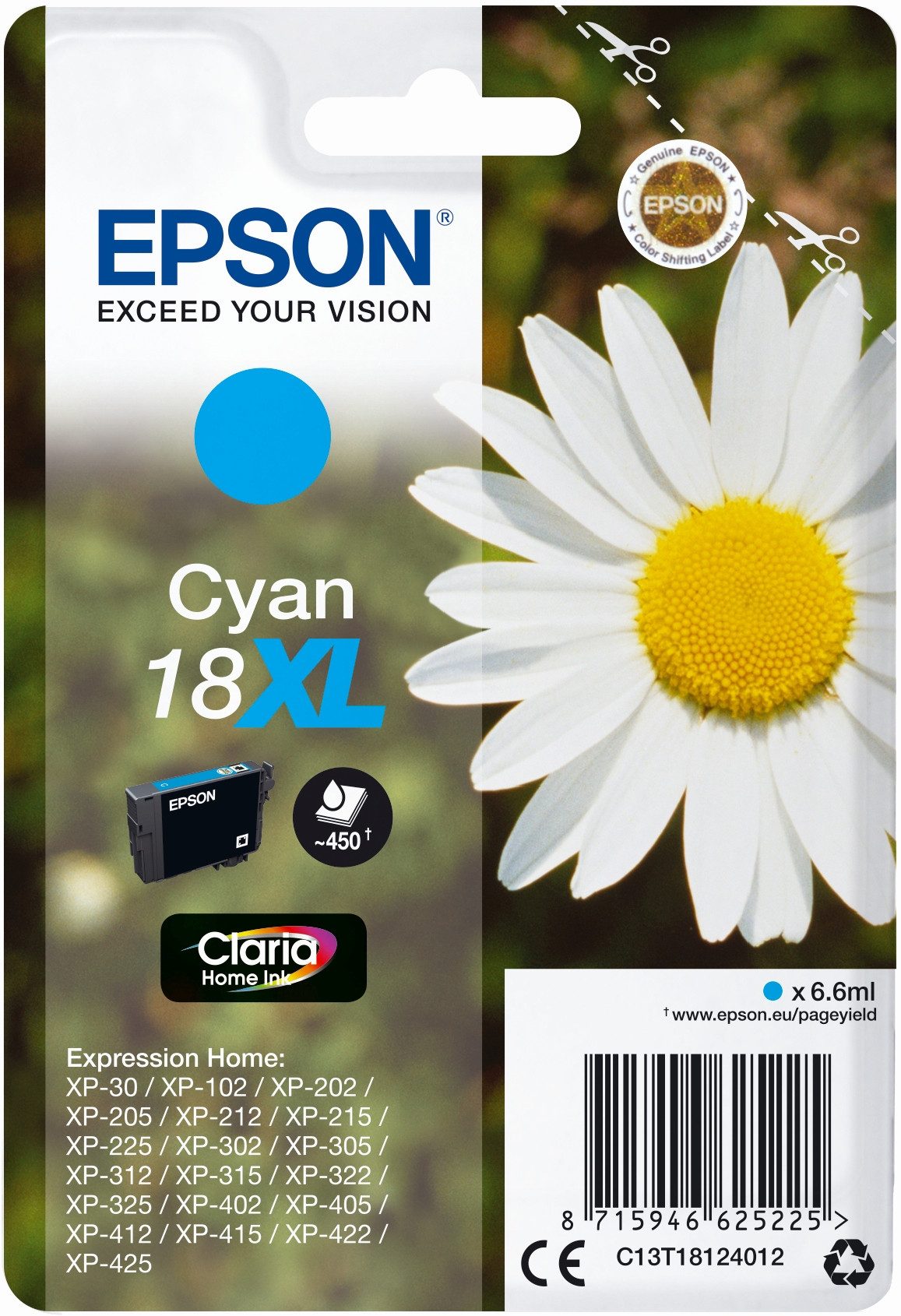 Epson Tintenpatrone Epson T1812 cyan (10 Stück) Nachfülltinte (x)