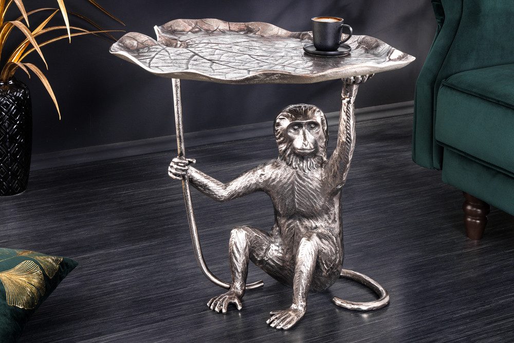 riess-ambiente Beistelltisch WILDLIFE MONKEY 60cm silber antik · Wohnzimmer günstig online kaufen