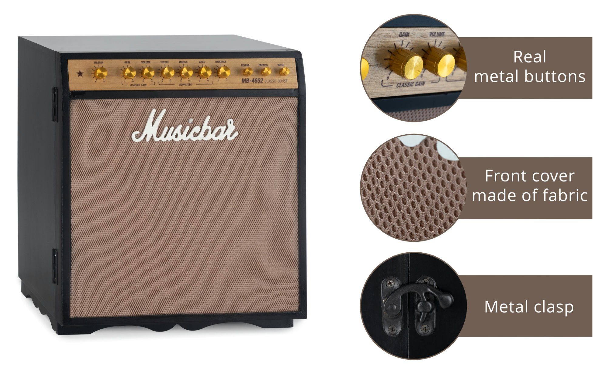 Stagecaptain Barschrank Musicbar - Wein- oder Spirituosenregal in Gitarrenverstärker-Optik (MB-4652, 1-St., Musiker-Möbelstück) kann auch als Stauraum für z. B. Schallplatten