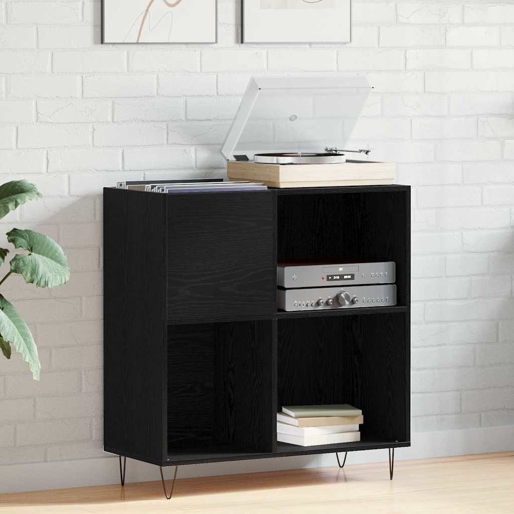 vidaXL Media-Regal, Schallplattenschrank Schwarz Eichen-Optik 85 x 38 x 89 cm