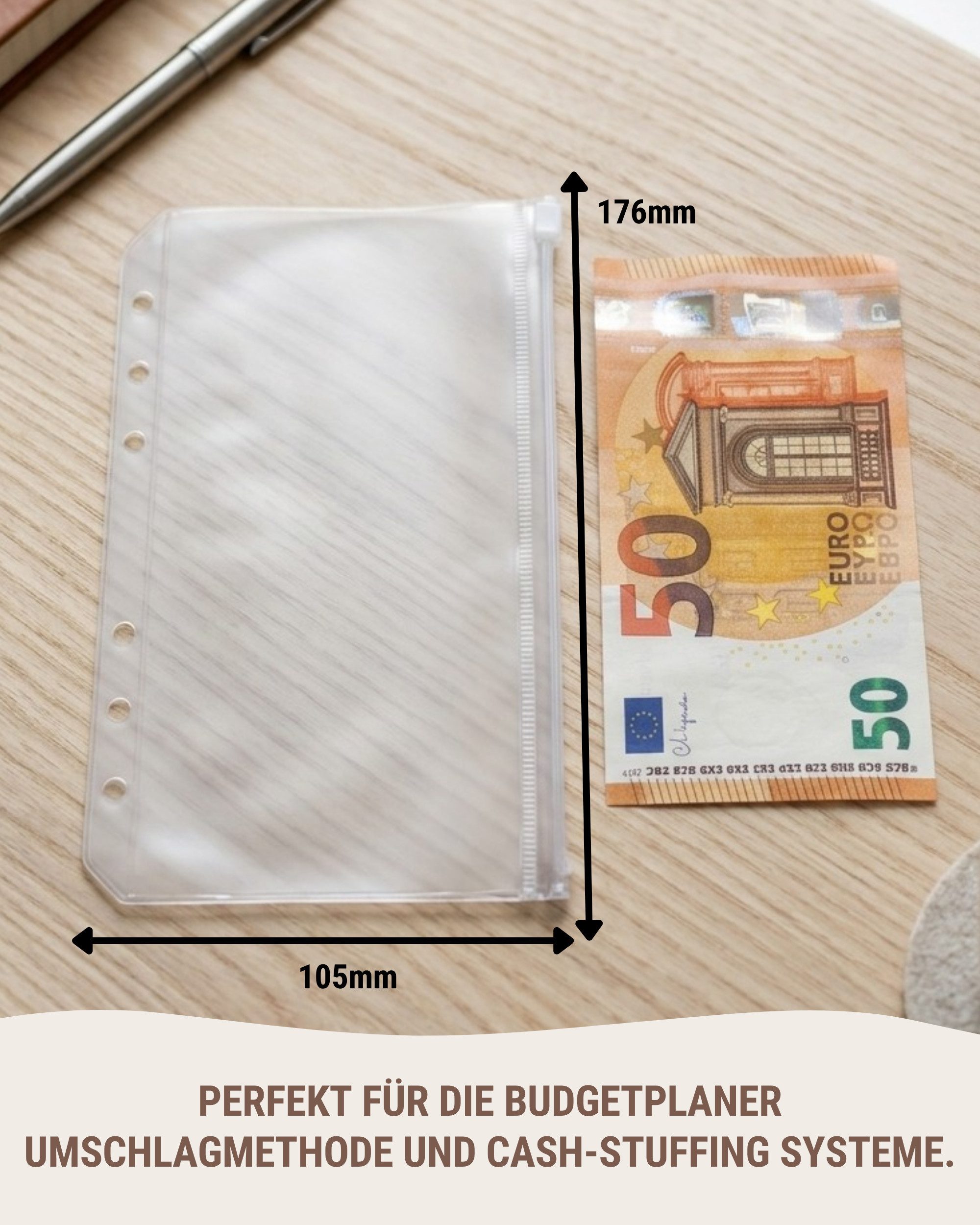 BeginnerBudget Prospekthülle A6 Klarsichthüllen Reißverschluss PVC Budget Organizer (4/8/12 Pack)