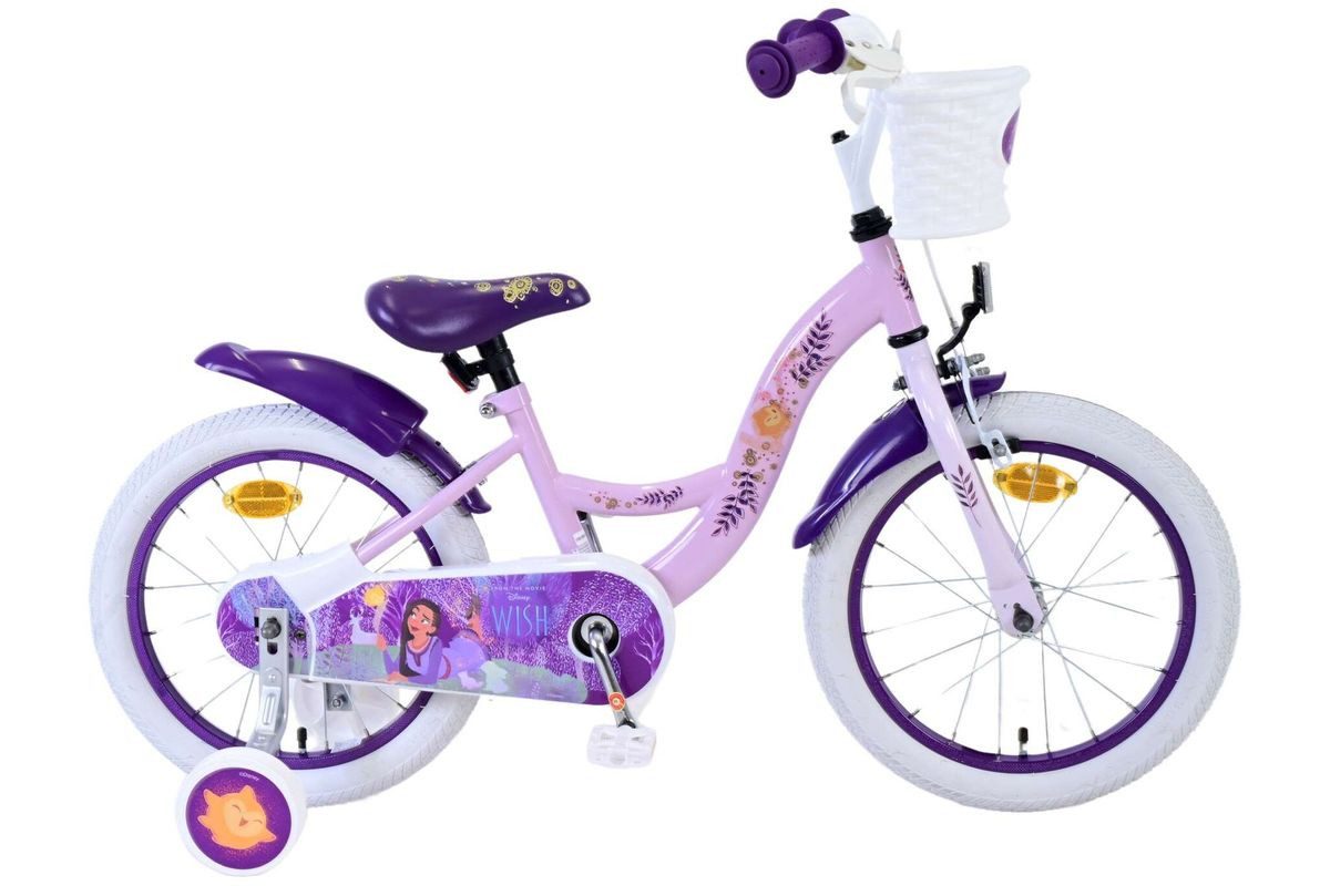Volare Kinderfahrrad 16 Zoll Kinder Mädchen Fahrrad Rad Mädchenrad Disney Wish 31652-SACB, 1 Gang, Rücktrittbremse,Korb,Stützräder,Kettenschutz,Schutzbleche
