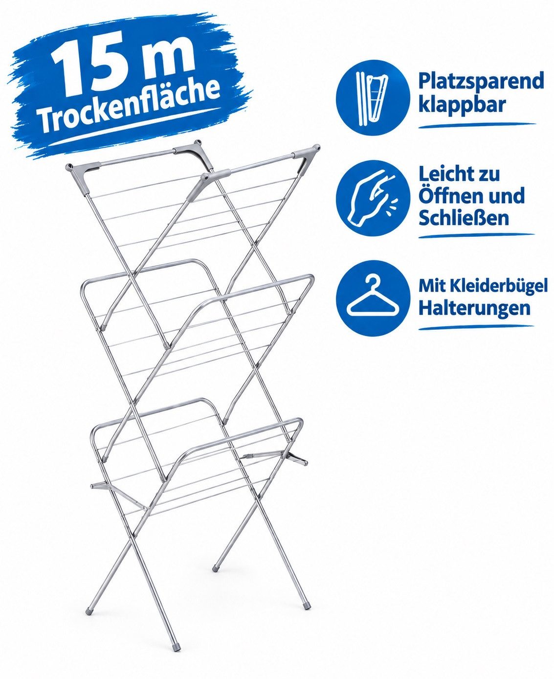 Gardissimo Turmwäscheständer XL Wäscheständer Check 15 m Trockenfläche, klappbar – Bild 2 von 5
