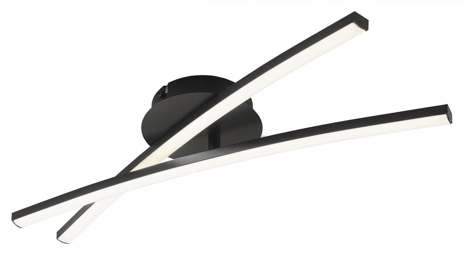 casa NOVA LED Deckenleuchte JAMBO, 2-flammig, B 50 x T 10 cm, Schwarz, Metall, LED fest integriert, Warmweiß, LED Deckenlampe