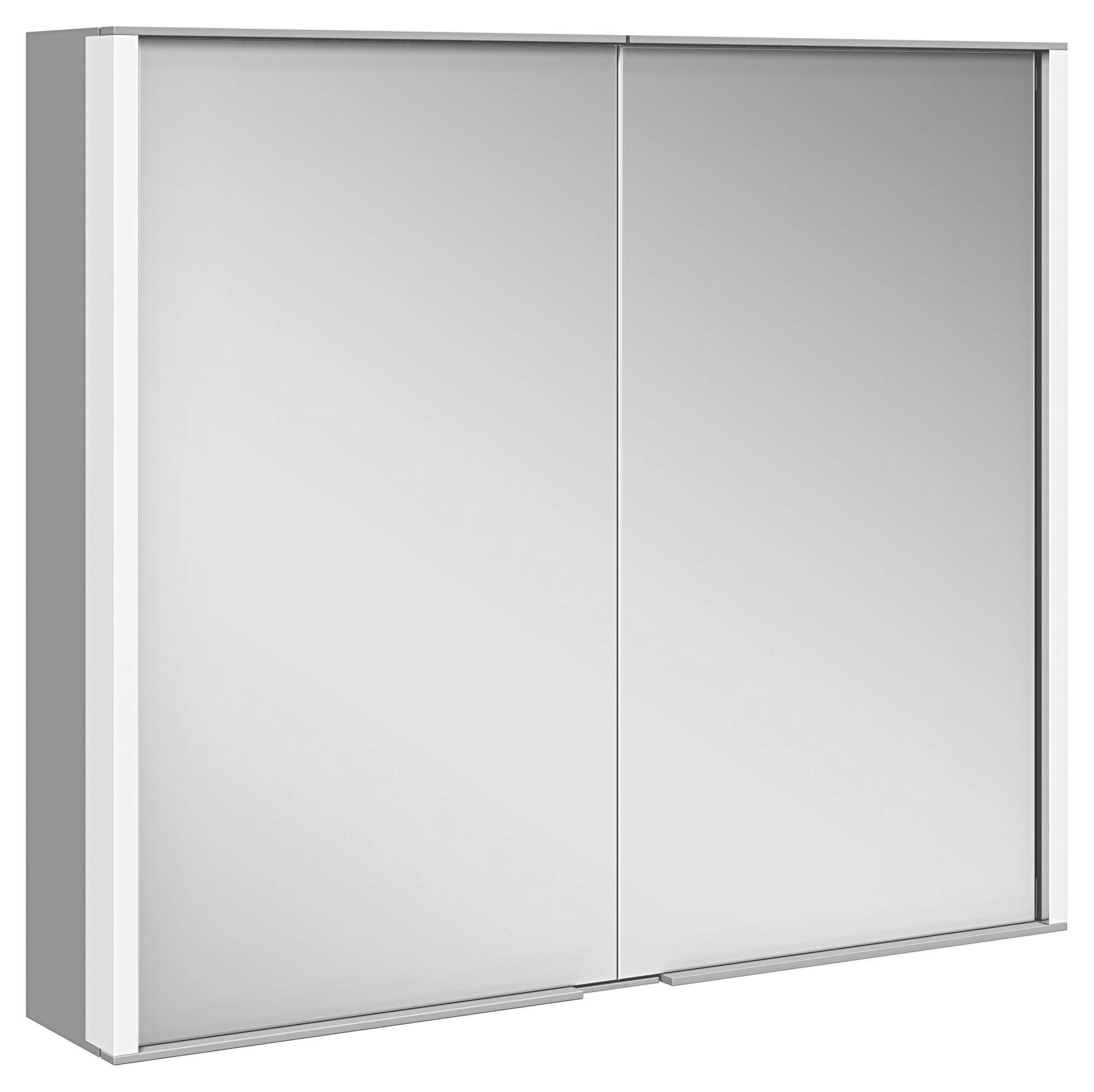 Keuco Spiegelschrank Royal Match (Badezimmerspiegelschrank mit Beleuchtung LED) dimmbare LEDs, mit Aluminium-Korpus, mit 2 Türen, 80x70x16 cm