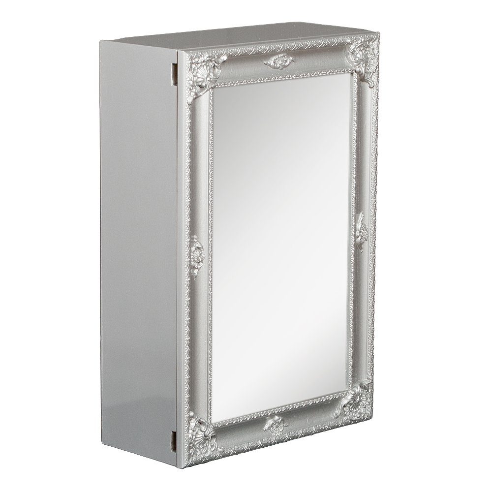 LebensWohnArt Mehrzweckschrank Spiegelschrank MARA Silber Grau ca. 40x60cm