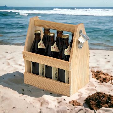 DanDiBo Flaschenträger Flaschenträger 6 Flaschen Holz Bierträger mit Öffner Männerhandtasche
