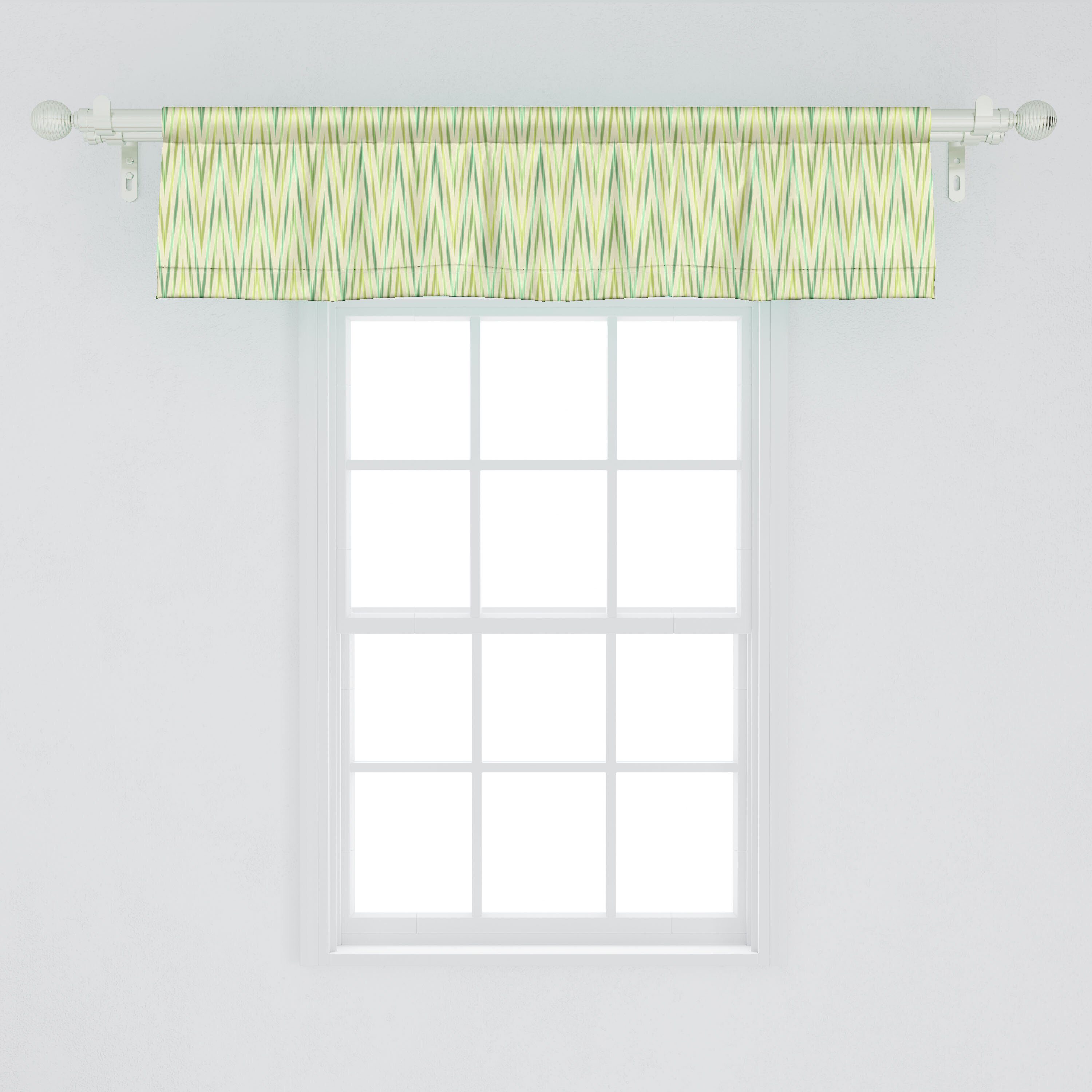 Scheibengardine Vorhang Volant für Küche Dekor Zigzags Kunst Schlafzimmer Stangentasche, Repeating Abakuhaus, Geometrisch Microfaser, mit