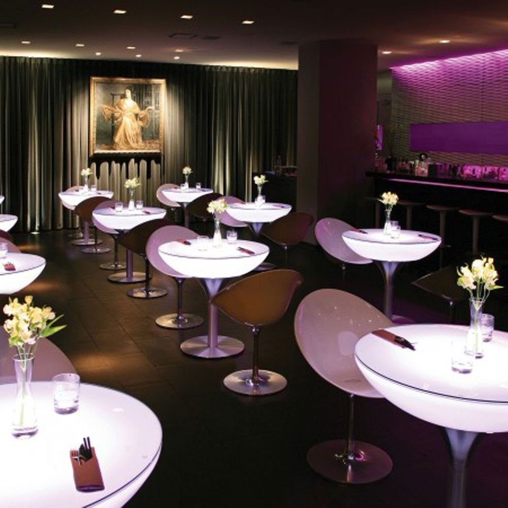 Weiß, 45cm Table Lounge LED Alu-Gebürstet, Moree Pro Dekolicht Transluzent