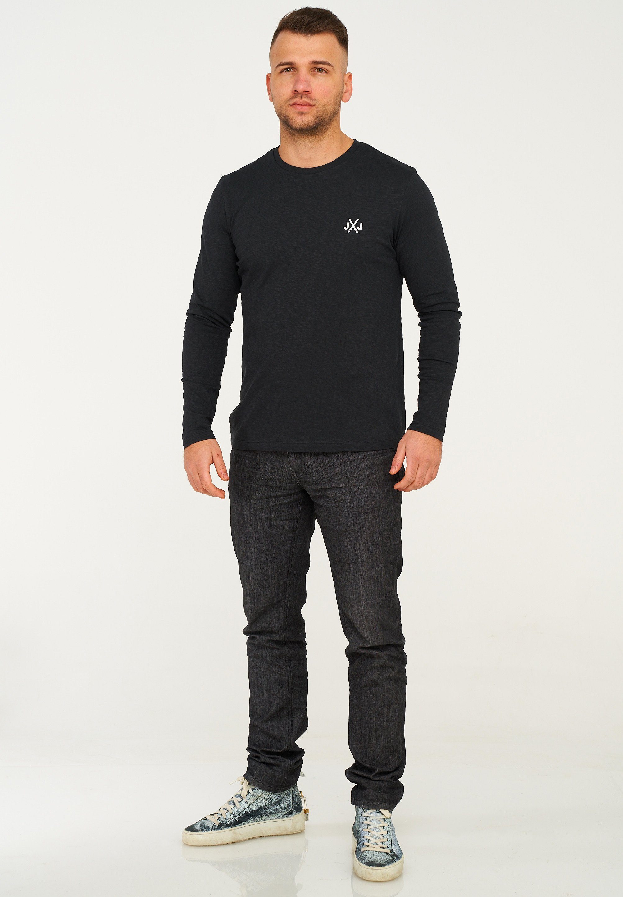 Jack & Jones Langarmshirt JCORISE INFINITY TEE LS CREW NECK Herren Langarmshirt Unifarben Basic Stretch Longsleeve Shirt Baumwolle – Bild 4 von 5