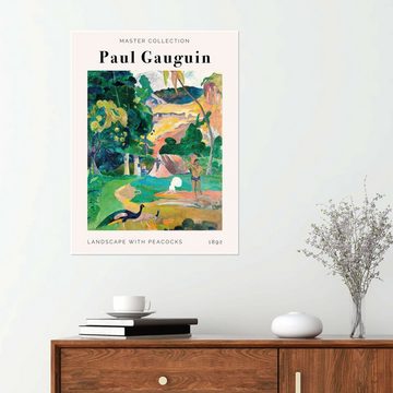 Posterlounge Poster Paul Gauguin, Landscape with Peacocks, 1892, Wohnzimmer Malerei