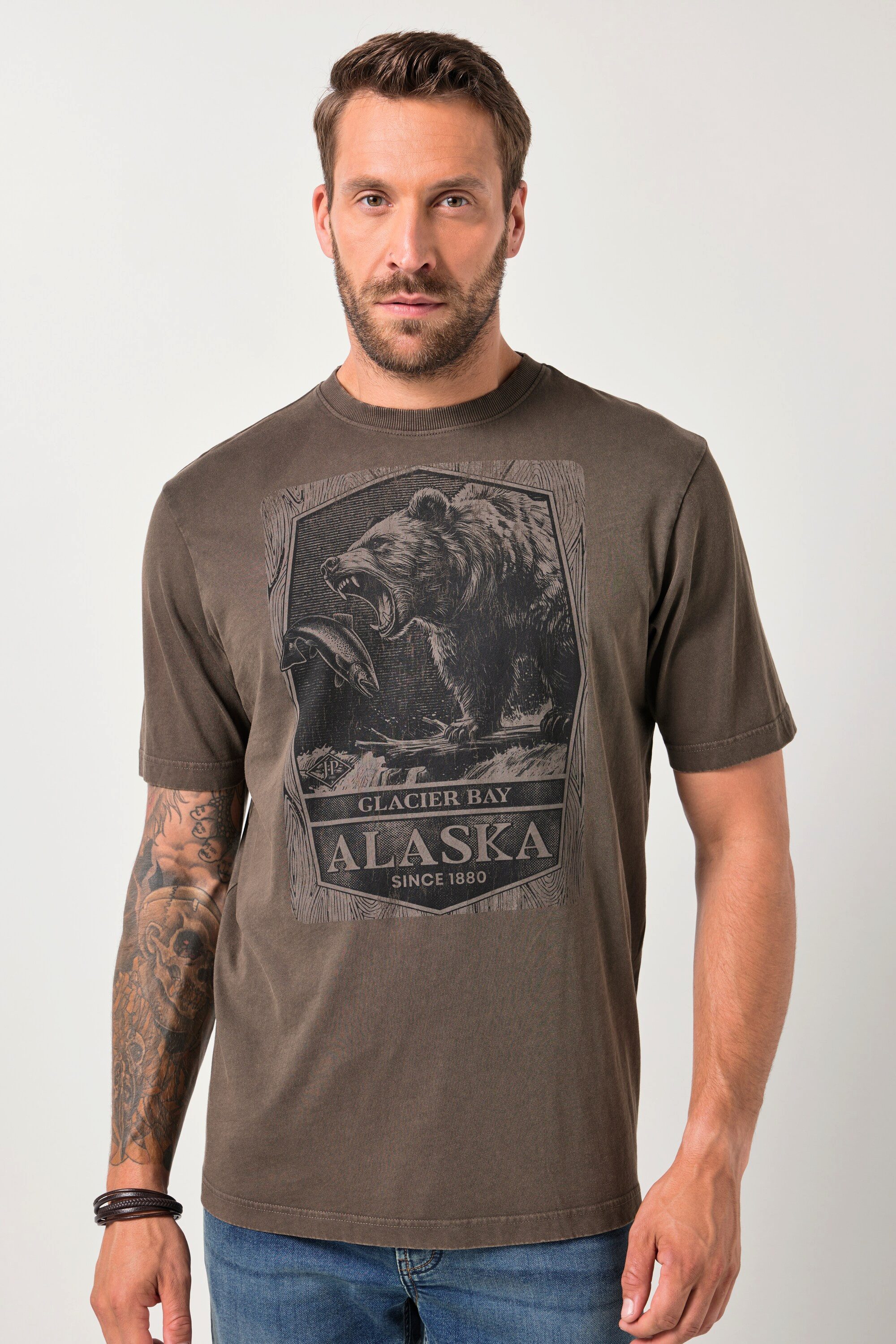 T-Shirt T-Shirt Halbarm Brustprint Vintage Look