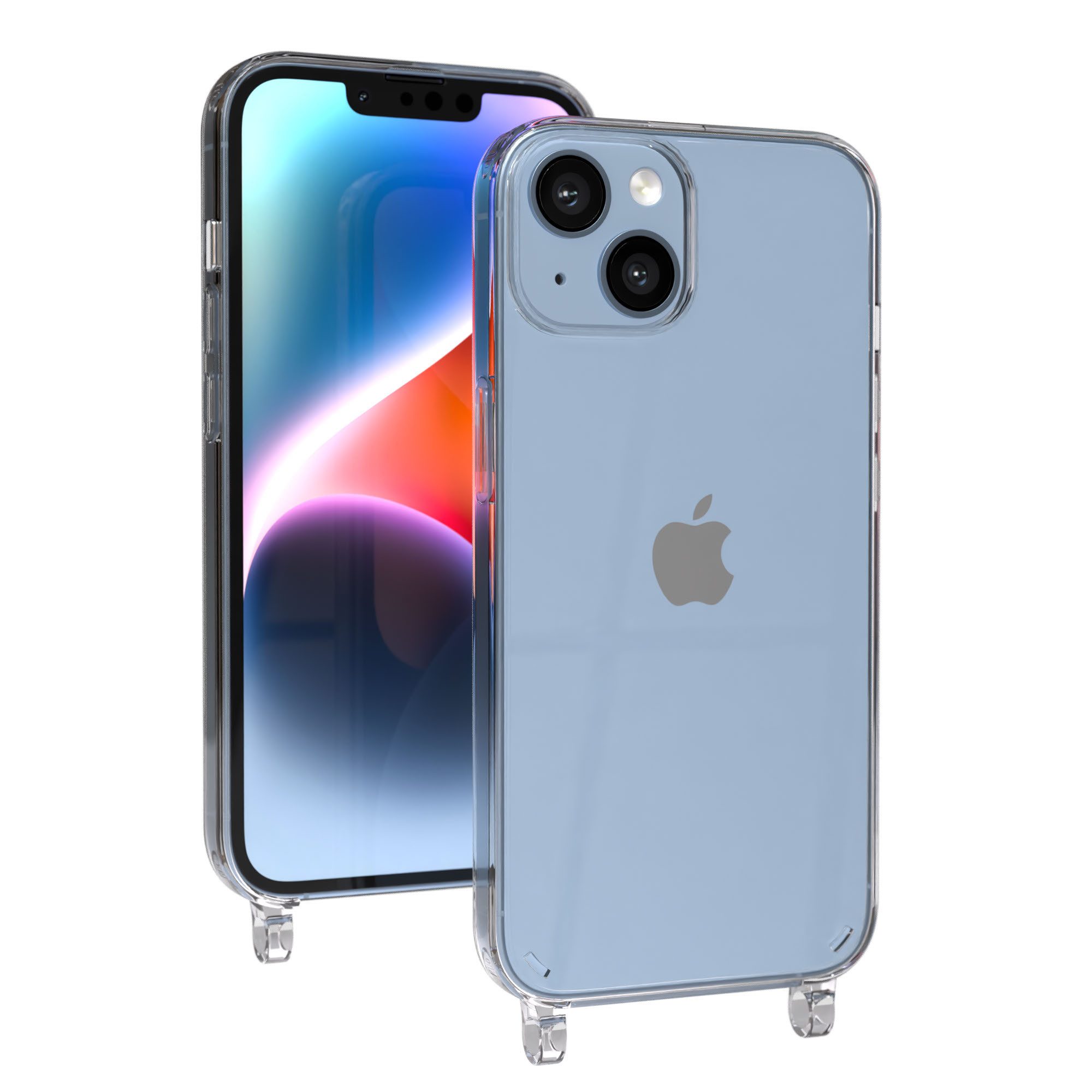 EAZY CASE Handykette Handyhülle für Handyketten mit Befestigungsösen 6,1 Zoll, Handyhülle aus Silikon, Backcover mit Ösen, Transparent