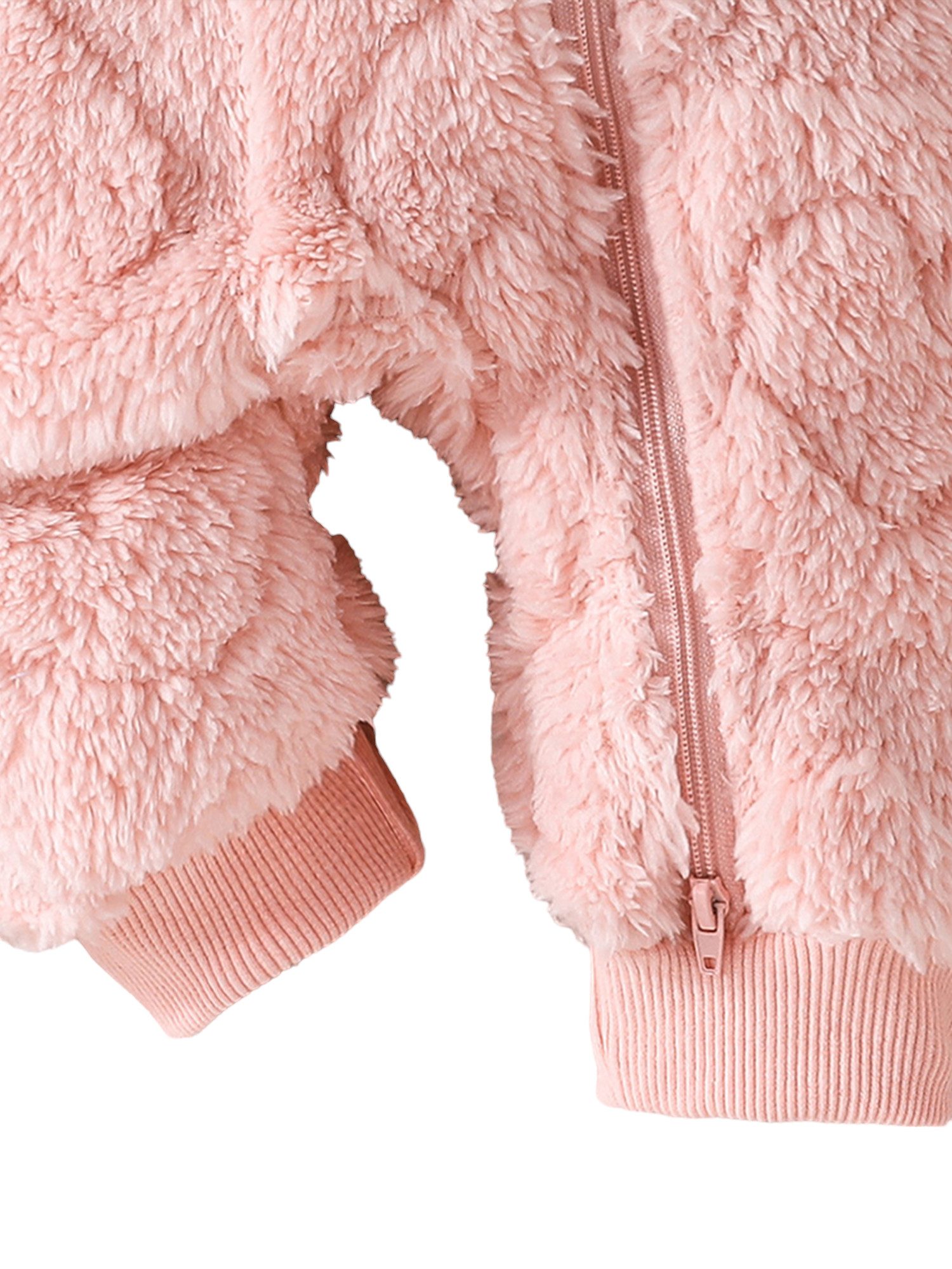 Lapastyle Strampler Kapuzenpullover für Baby Jungen Mädchen, warmer Overall mit Herzmuster (1-tlg) Baby Strampler mit Reißverschluss, einfarbige Kleidung