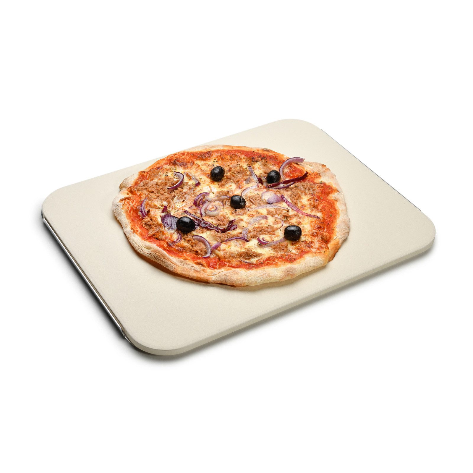 TAINO Pizzastein, (Set mit Blech), Cordierit, hitzebeständig, mit Servierblech aus Aluminium