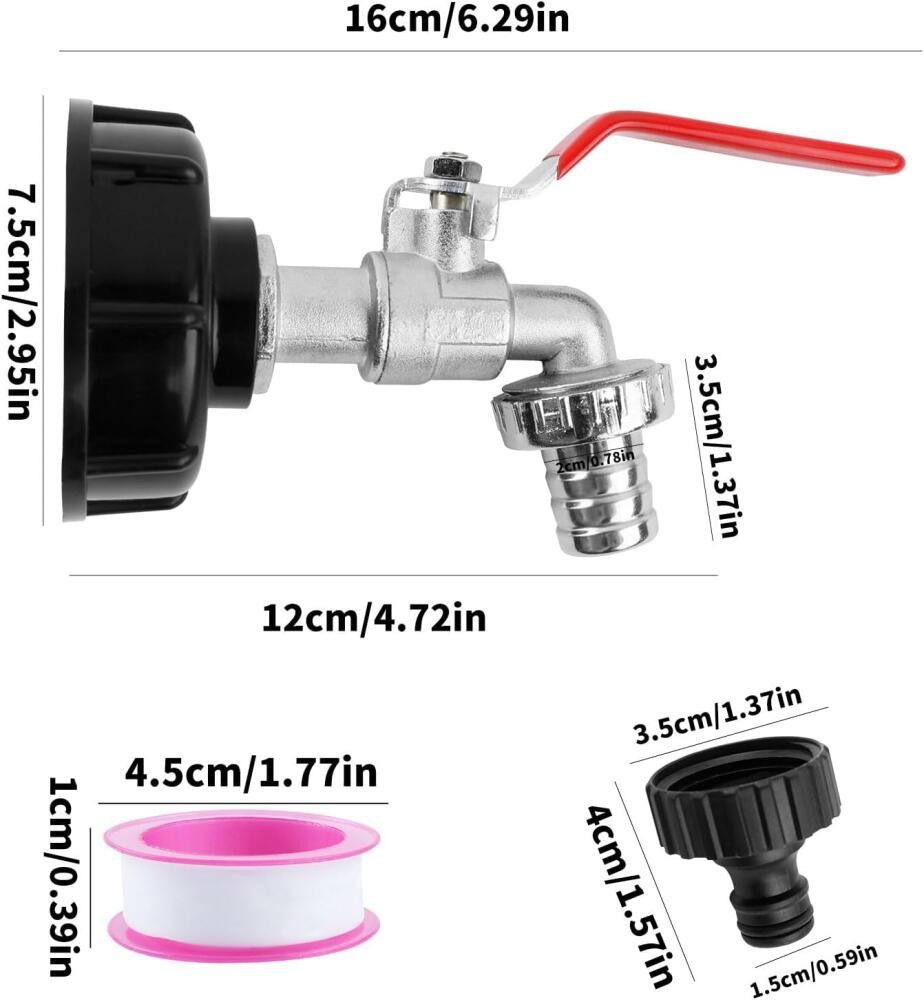 FELIXLEO Durchflussschalter 1000L Auslaufhahn IBC Tank Adapter Wasserhahn Anschluss Wassertank, (1-tlg)