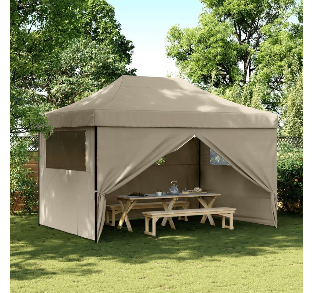 Thumbnail - vidaXL Pavillon Partyzelt Faltbar Pop-Up mit 4 Seitenteilen Taupe