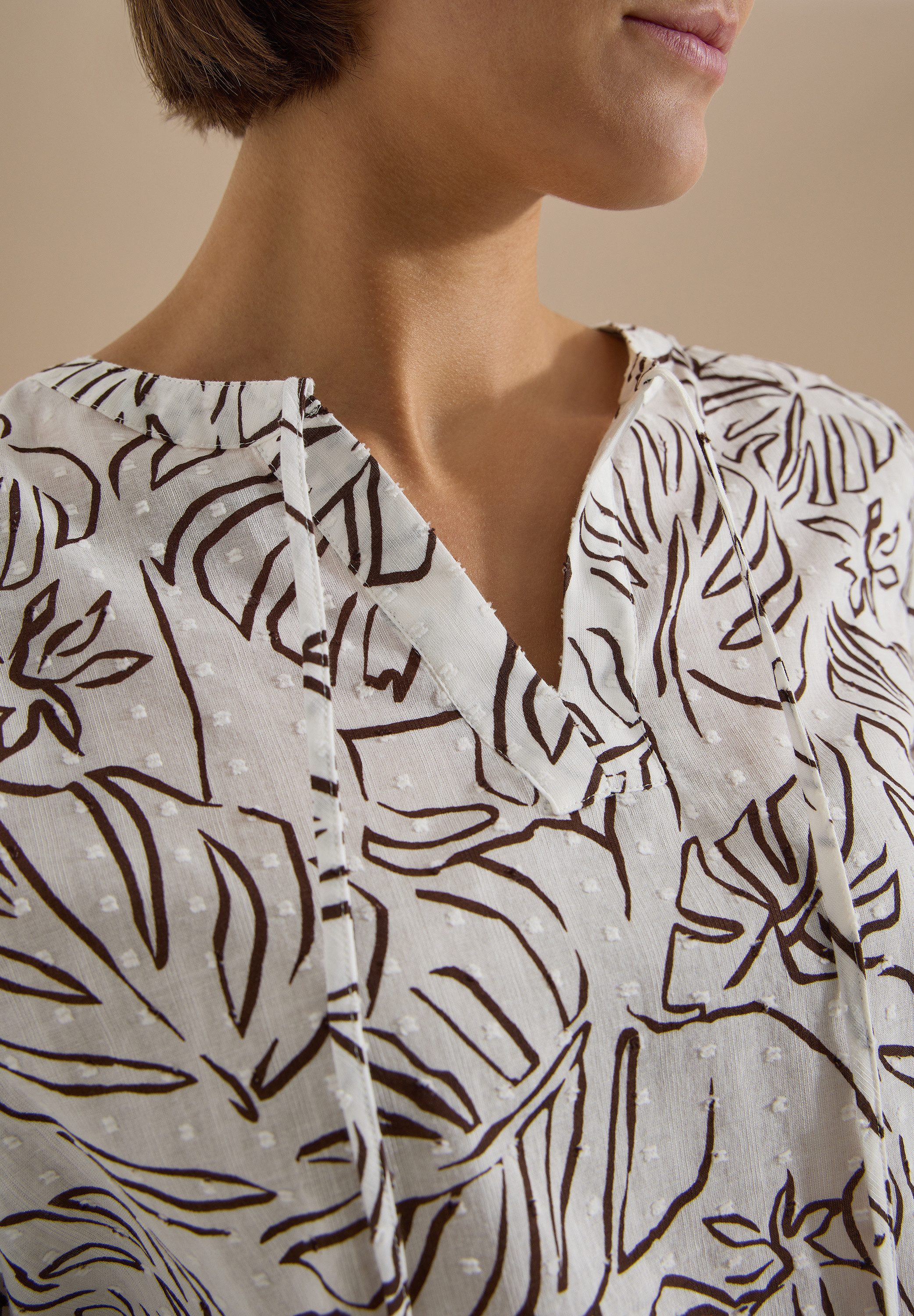 CECIL Druckbluse 3/4-Arm Sommerbluse-Tunika mit Blätterprint