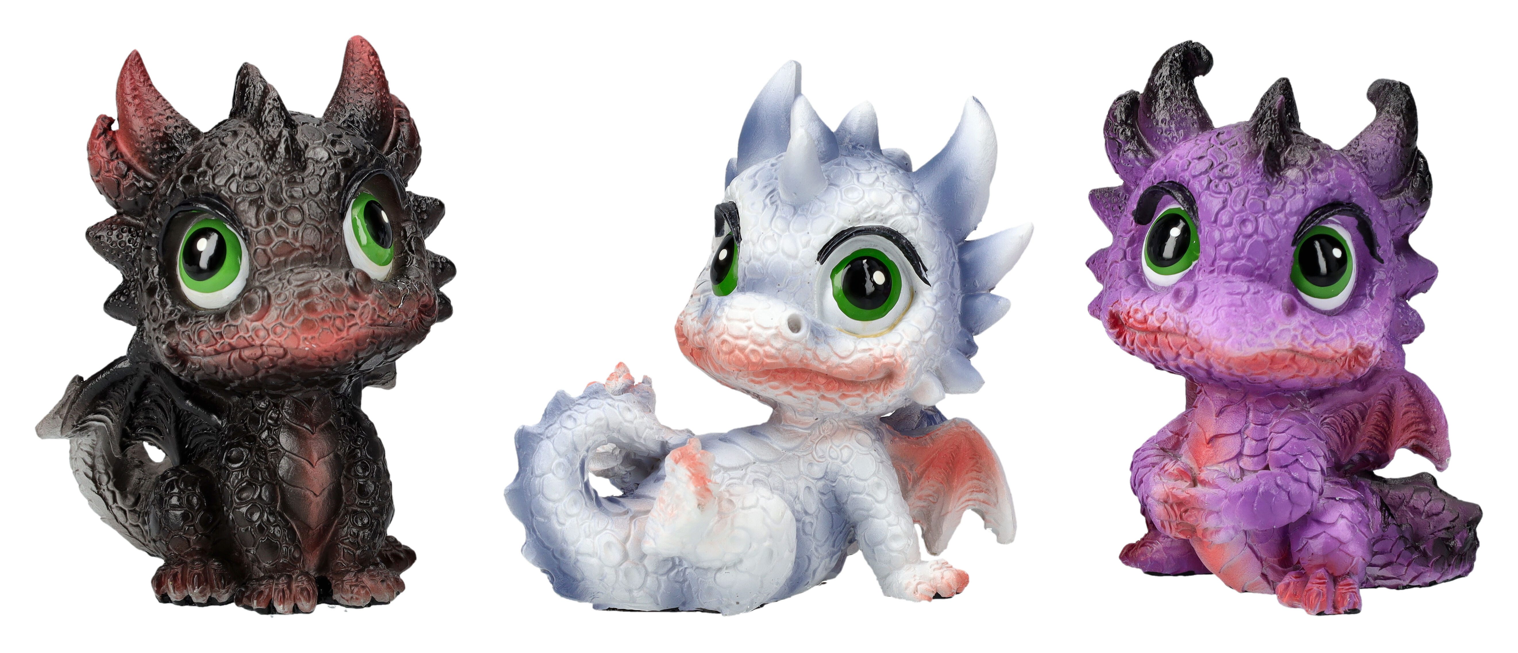 Figuren Shop GmbH Fantasy-Figur Drachen Figuren 3er Set - Little Hordlings - Drachenbabys Dekofigur