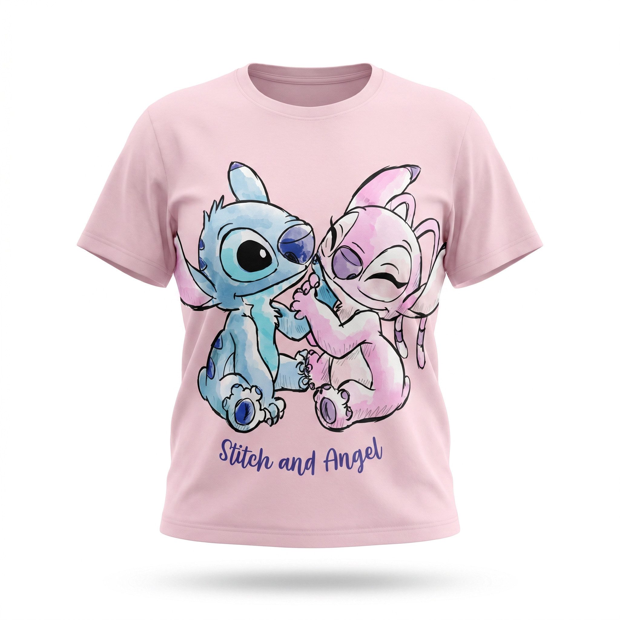 Disney Print-Shirt Disney Stitch Angel Damen kurzarm T-Shirt Shirt S-XL 100% Baumwolle