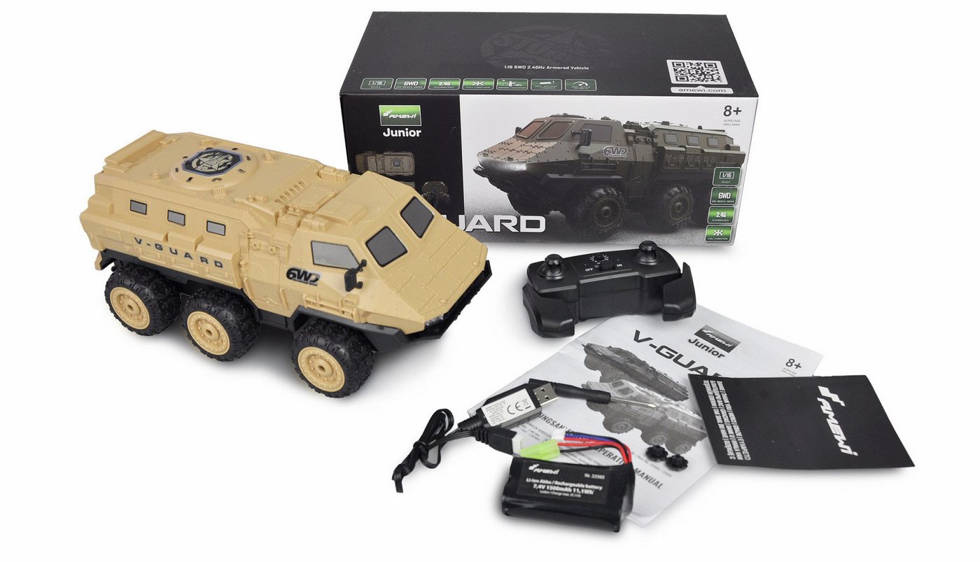 Thumbnail - Amewi RC-Bagger Amewi V-Guard gepanzertes Fahrzeug 6WD 1:16 RTR, sandfarben