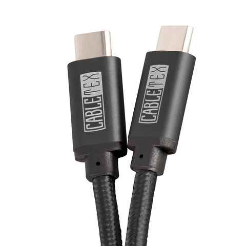 CABLETEX USB C Kabel für Computer, Tablets und Smartphones, MacBook Pro USB-Kabel, USB-C, USB-C (200 cm), Robuster Nylonmantel, 5 Gbit/s, USB 3.2 Gen1