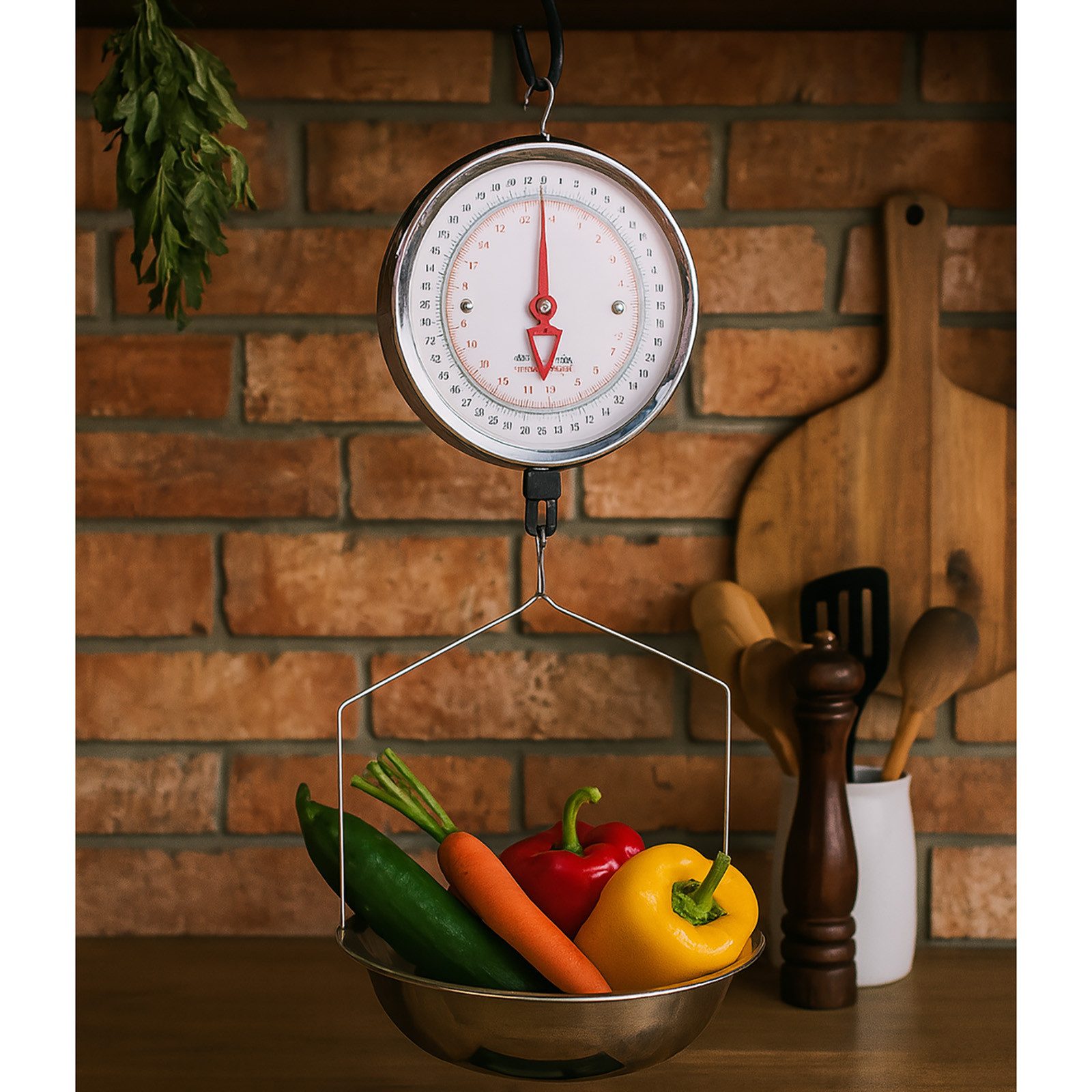HTI-Living Küchenwaage Analoge Hängewaage mit Edelstahl-Schale, (Stück, 1-tlg., 1 Waage), Küchenwaage