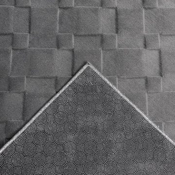 Teppich Teppich Wohnzimmer antirutsch einfarbig modern Rautenmuster anthrazit, Teppich-Traum, rechteckig, Höhe: 16 mm