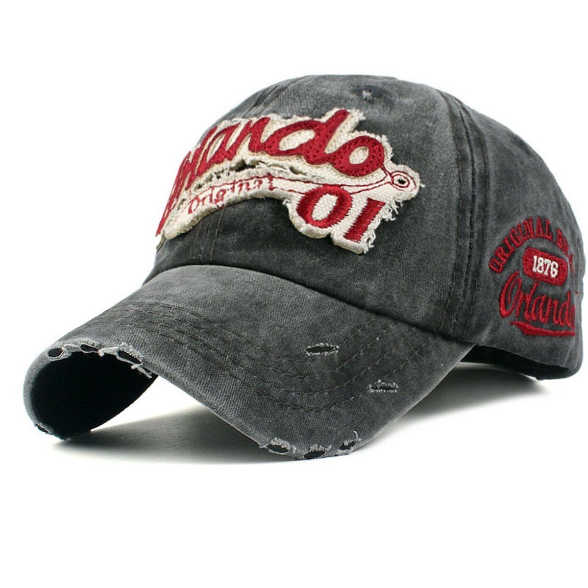 Sporty Baseball Cap Orlando Original Vintage Style Used Washed Look Retro Baseballcap schwarz