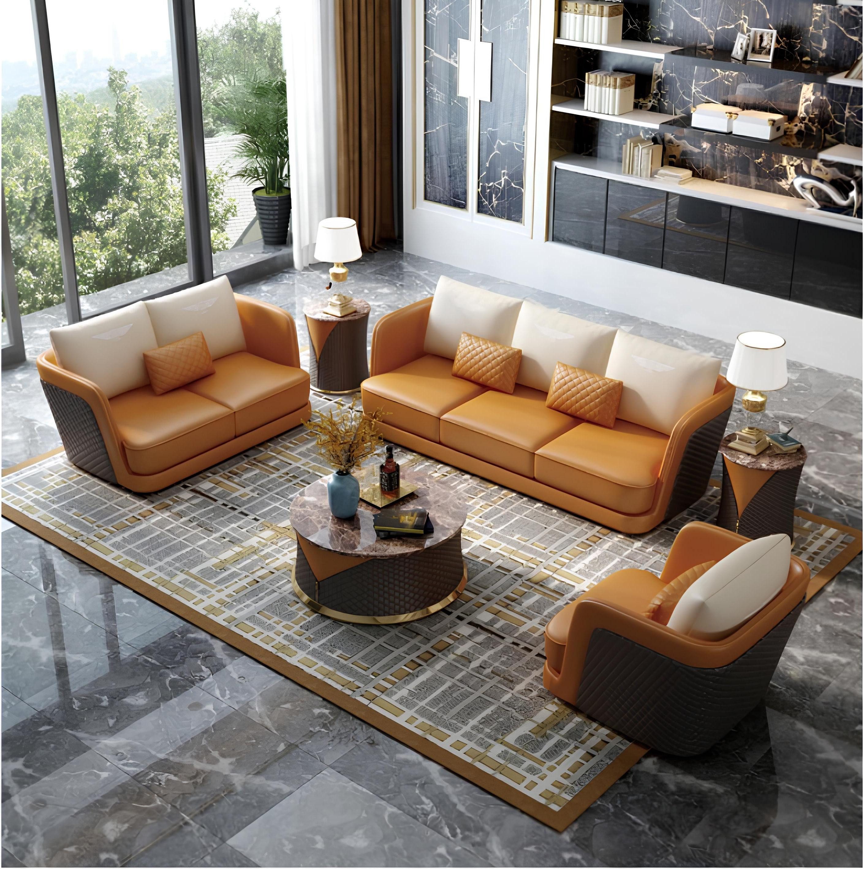 Xlmoebel Polstergarnitur Exquisites Luxury-Class Wohnzimmer-Set Ensemble Sofa Couch Polster, (6 tlg. Wohnzimmer Set), Hergestellt in Europa