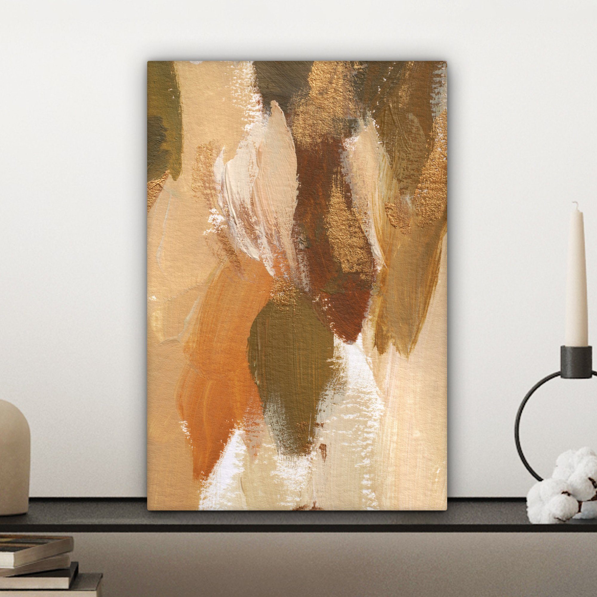 OneMillionCanvasses® Leinwandbild Farbe - inkl. 20x30 Gemälde, bespannt Leinwandbild (1 Orange, fertig Zackenaufhänger, St), Grün - cm