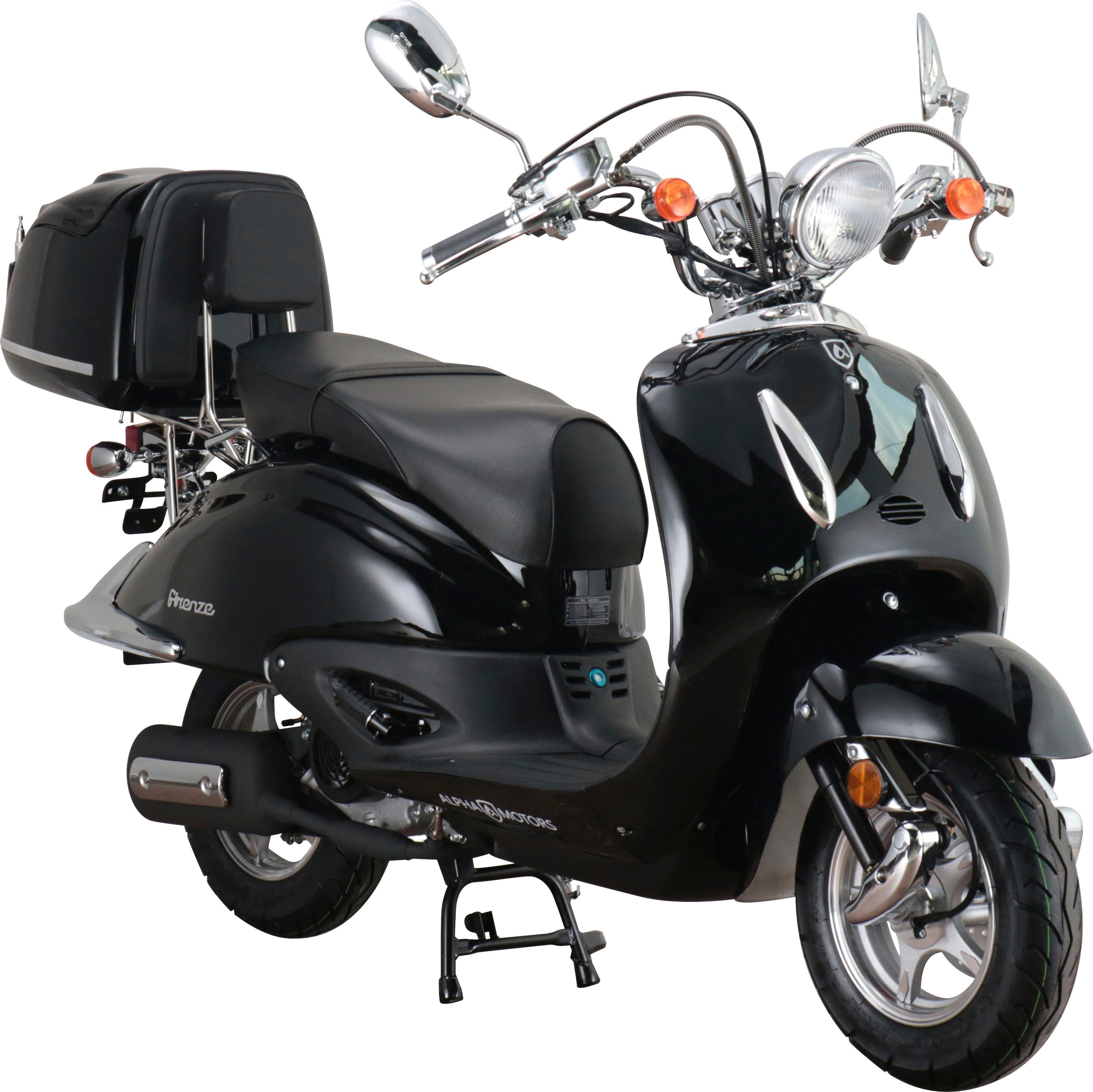 Alpha Motors Motorroller Retro Firenze, 50 ccm, 45 km/h, Euro 5, (mit Topcase), mit Lenkerschloss, im Retro-Look
