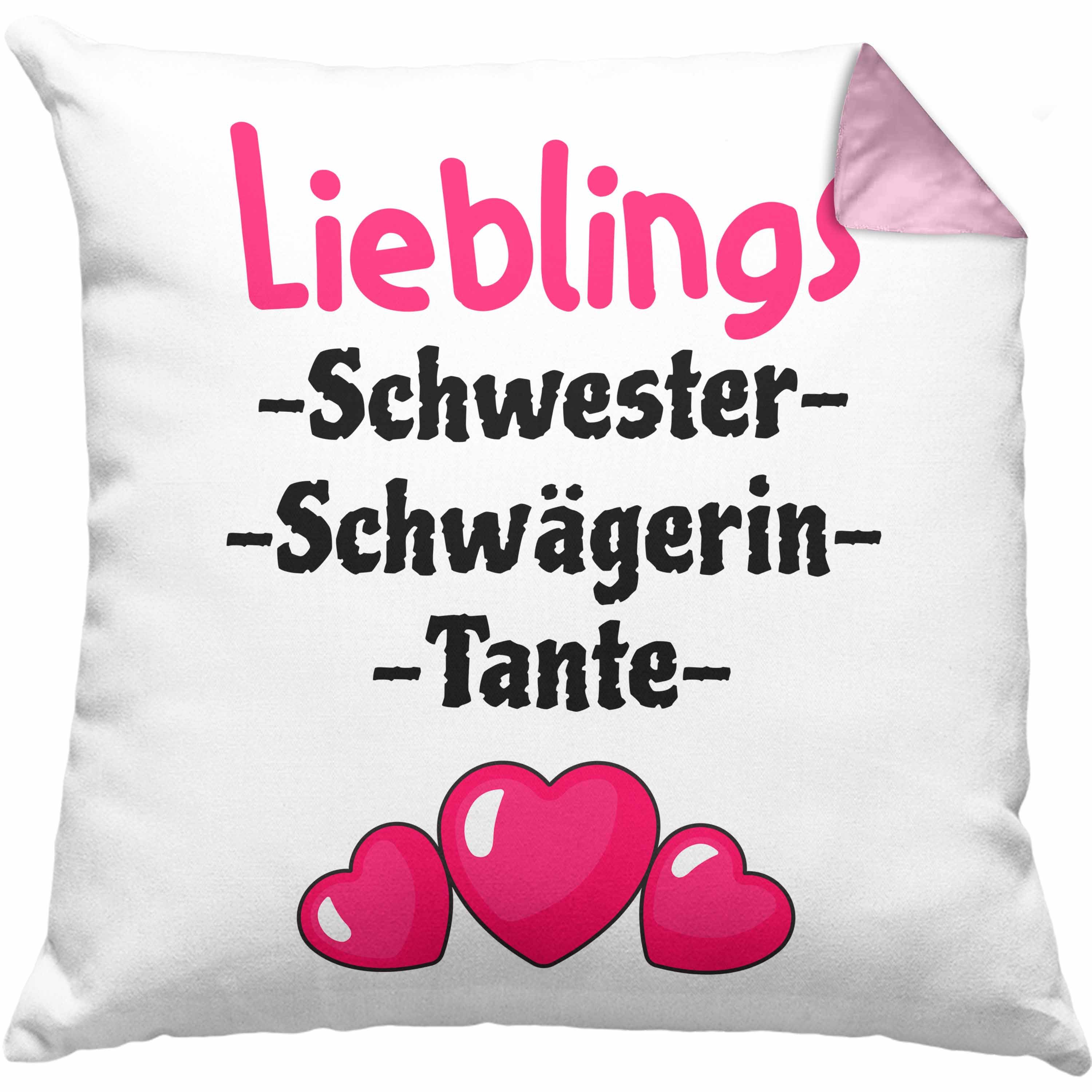 Trendation Dekokissen Lieblings Schwester Schwägerin Tante Geschenk Kissen mit Füllung 40x40
