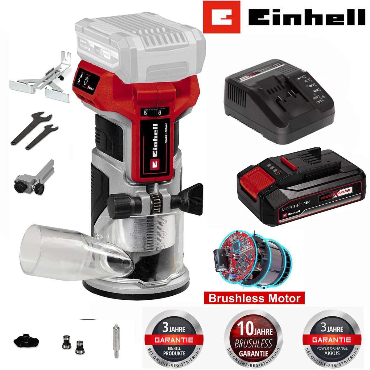 Einhell Akku-Fräse Professional 18V Kantenfräse TP-ET 18 Li BL-mit Akku 2.5 Ah