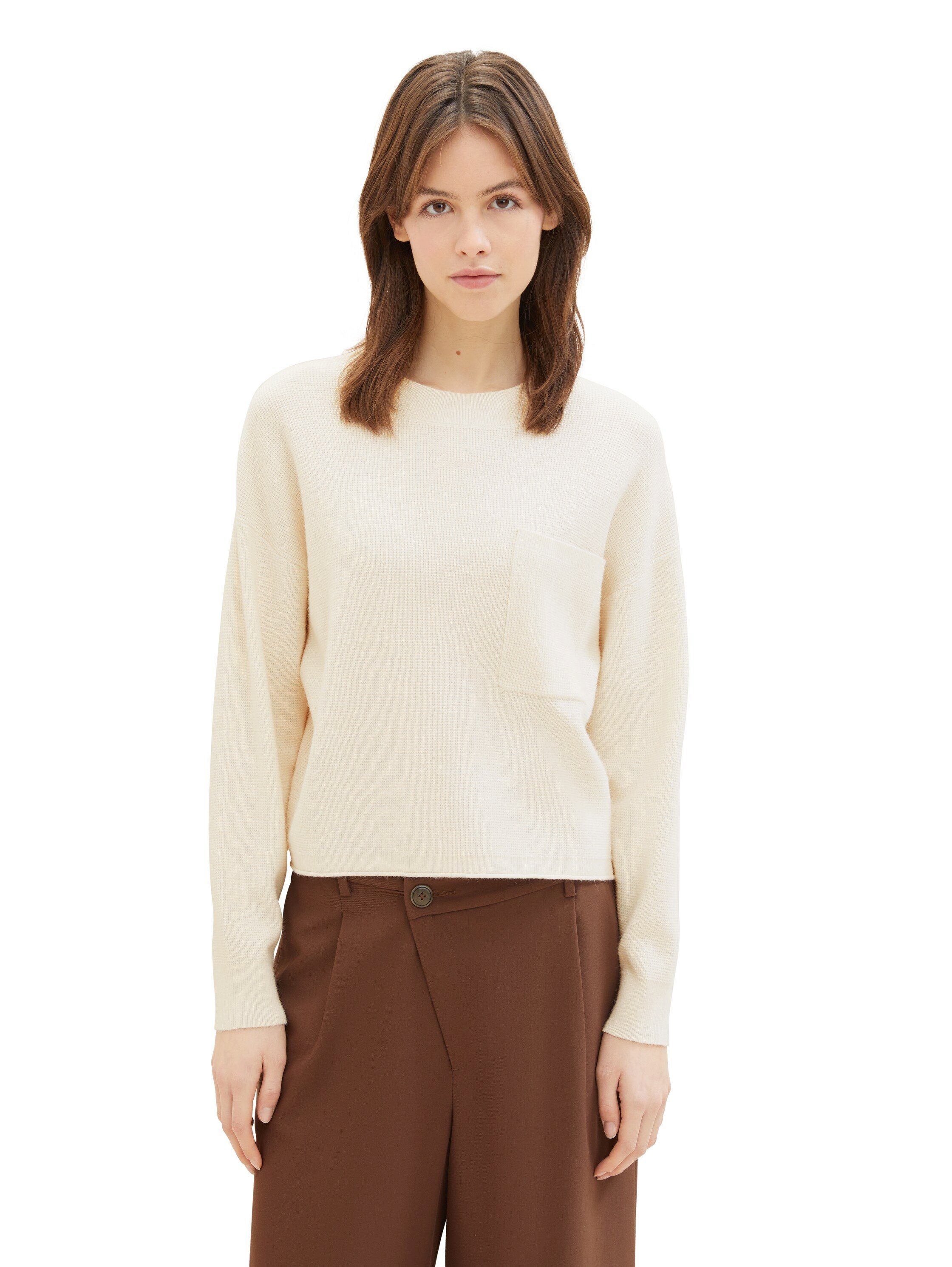 TOM TAILOR Denim Strickpullover mit aufgesetzter Brusttasche - aus weich fl günstig online kaufen