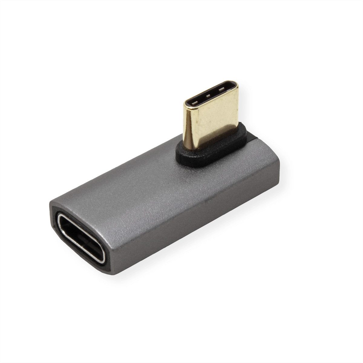 ROLINE USB4 Gen 3x2 Adapter Typ C ST/BU Computer-Adapter USB Typ C (USB-C) Männlich (Stecker) zu USB Typ C (USB-C) Weiblich (Buchse), Aluminium, 90°, gedreht