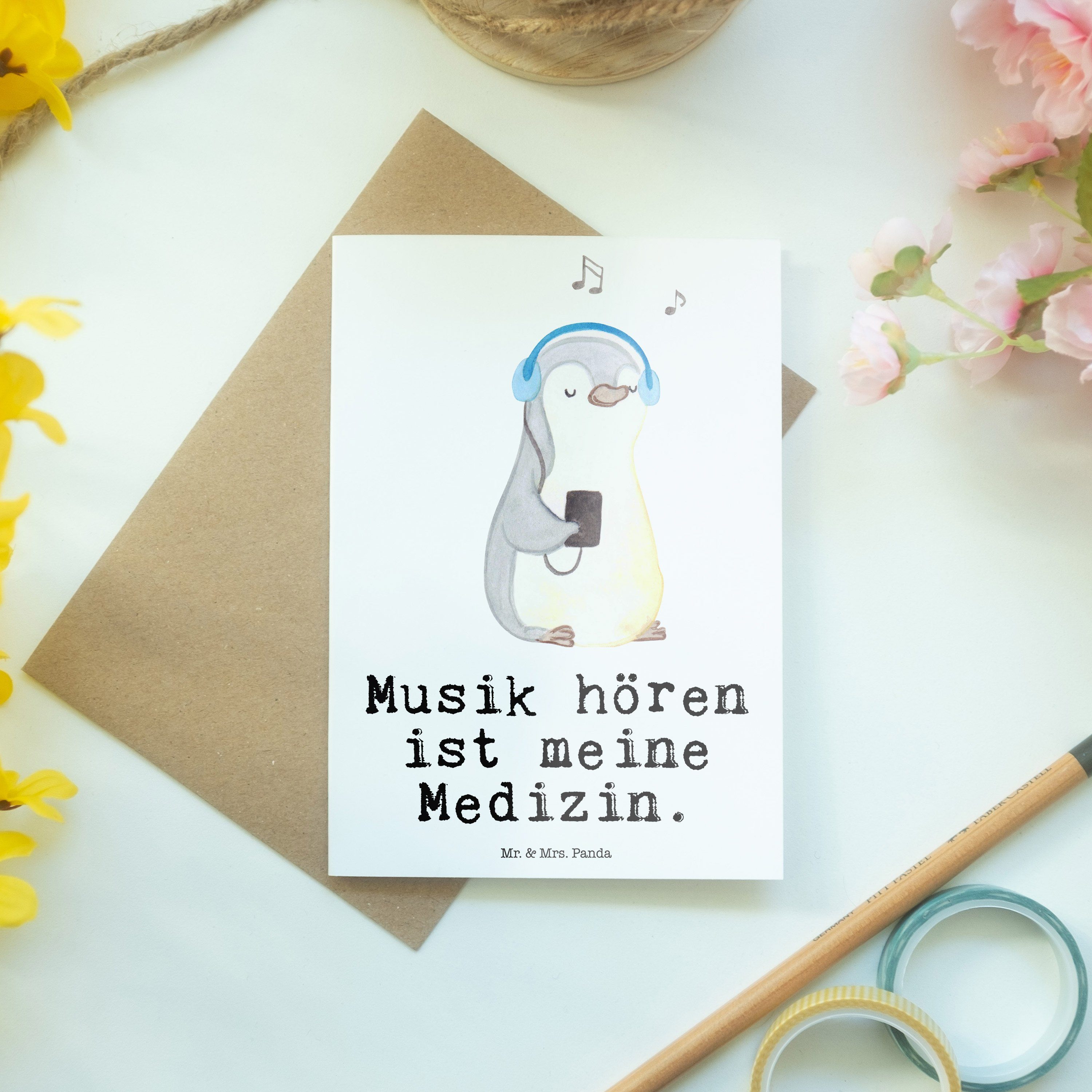Mr. & Mrs. Panda Geschenk, Musik Grußkarte hören Pinguin Weiß - - Karte, Medizin Liebl Sportart