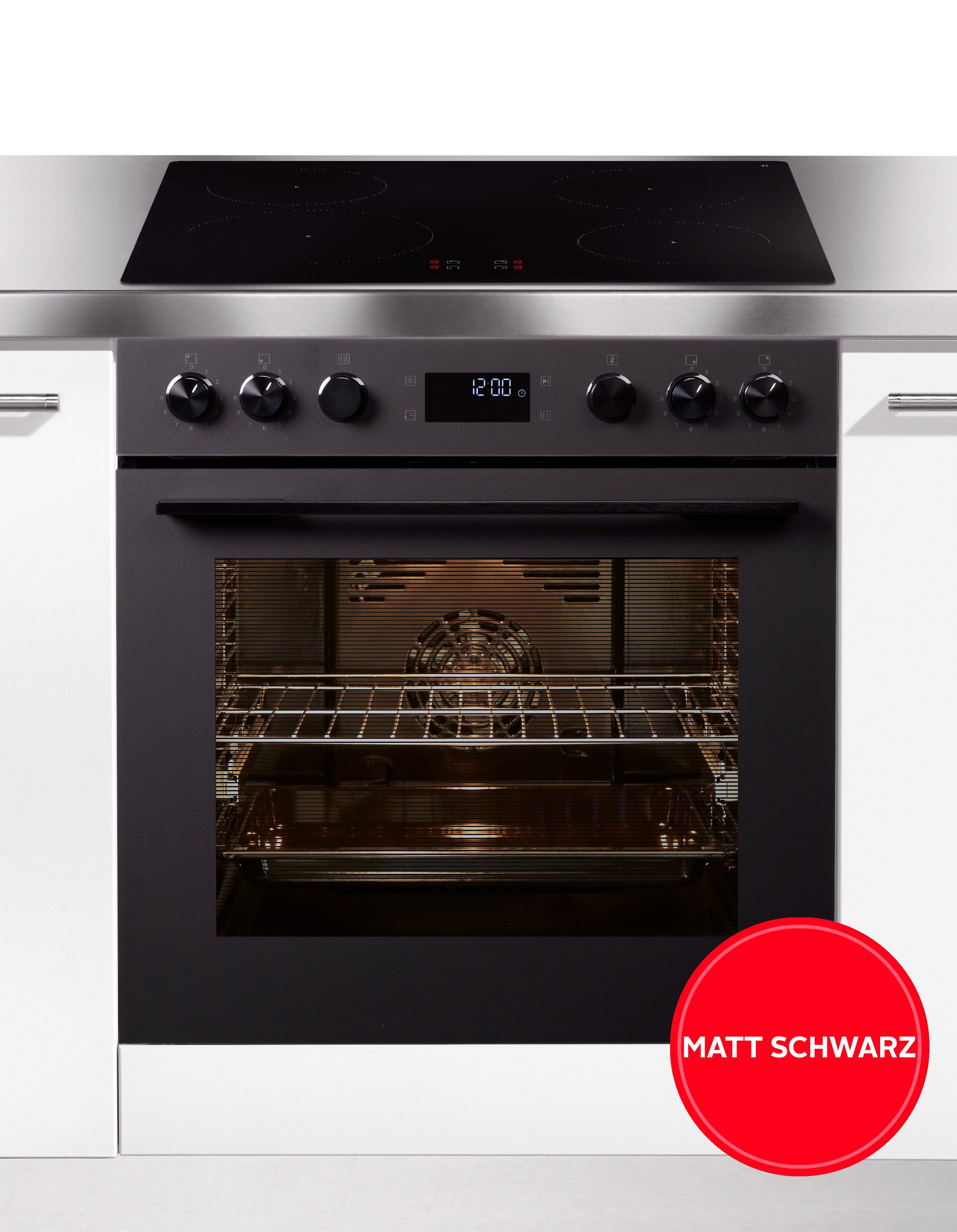 Hanseatic Induktions Herd-Set HBCO7210A1MB+HI46074C, Mattes Herd-Set: modern, edel, pflegeleicht