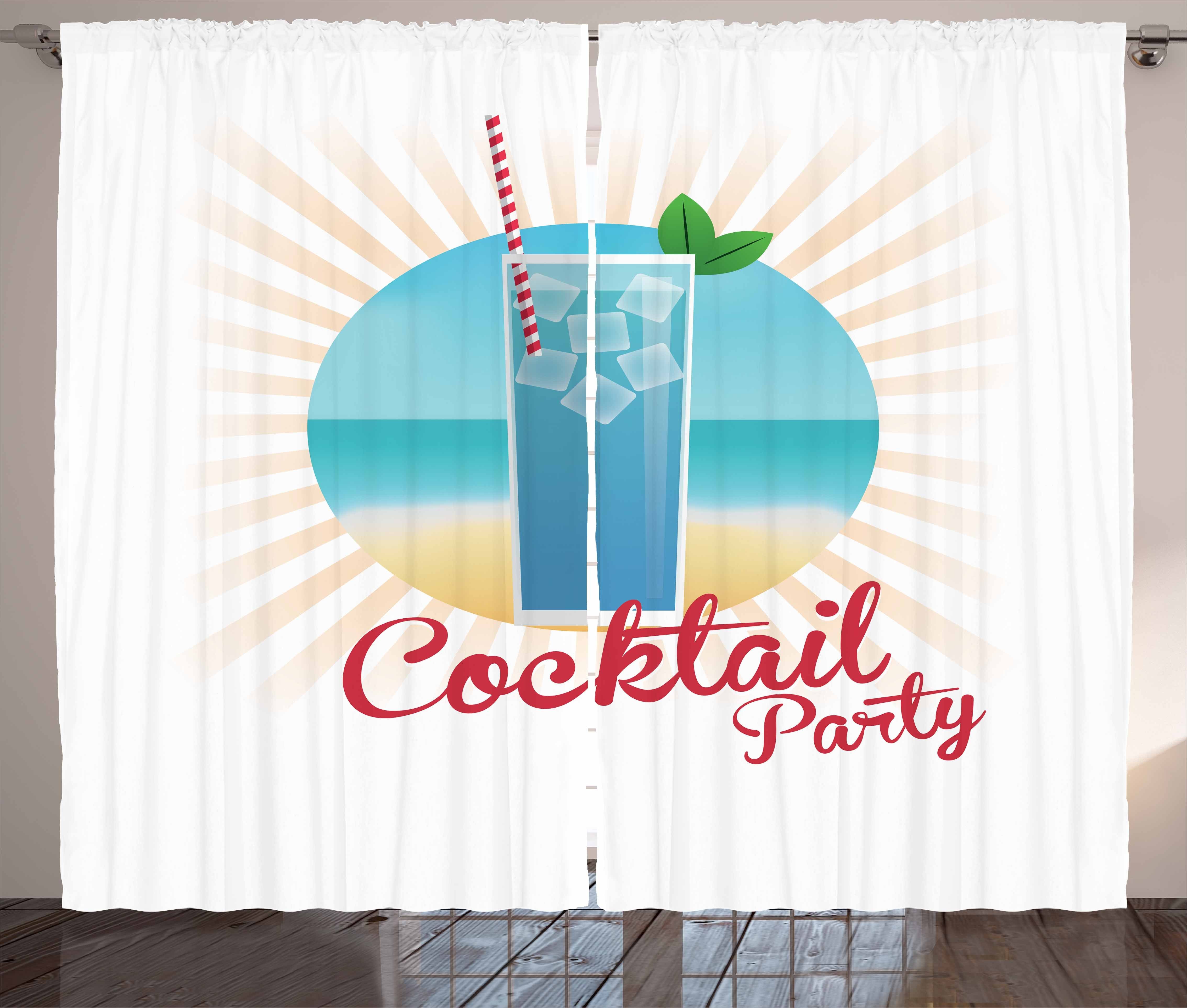 Gardine Schlafzimmer Kräuselband Vorhang mit Schlaufen und Haken, Abakuhaus, Alkohol Strand-Cocktail-Party